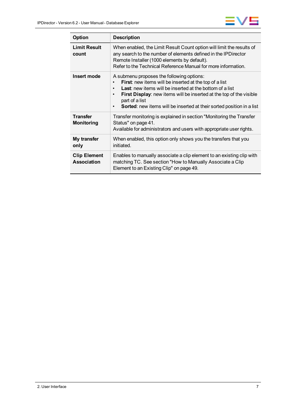 EVS IPDirector Version 6.2 - June 2013 DATABASE EXPLORER User Manual User Manual | Page 19 / 126