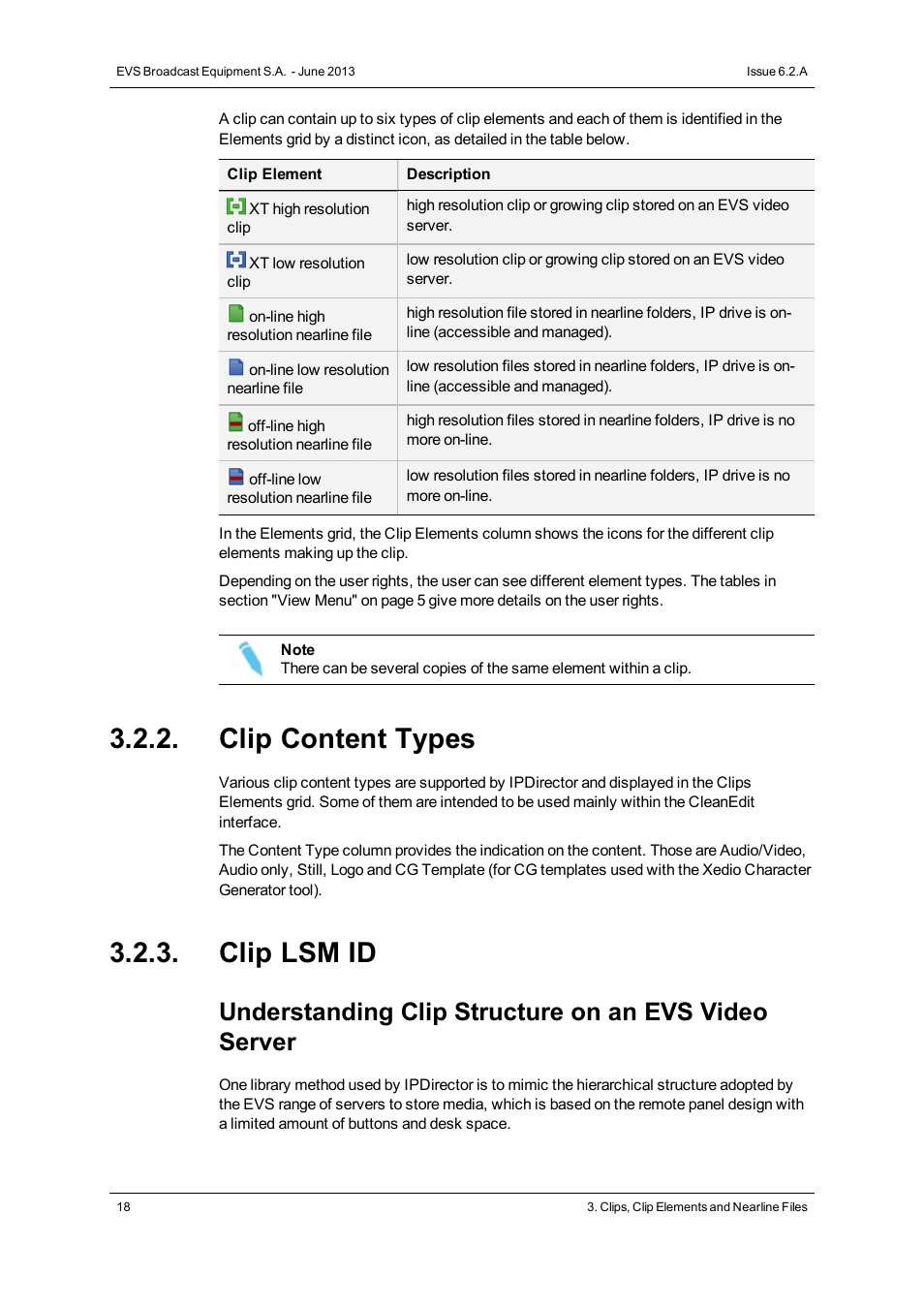 Clip content types, Clip lsm id | EVS IPDirector Version 6.2 - June 2013 DATABASE EXPLORER User Manual User Manual | Page 30 / 126