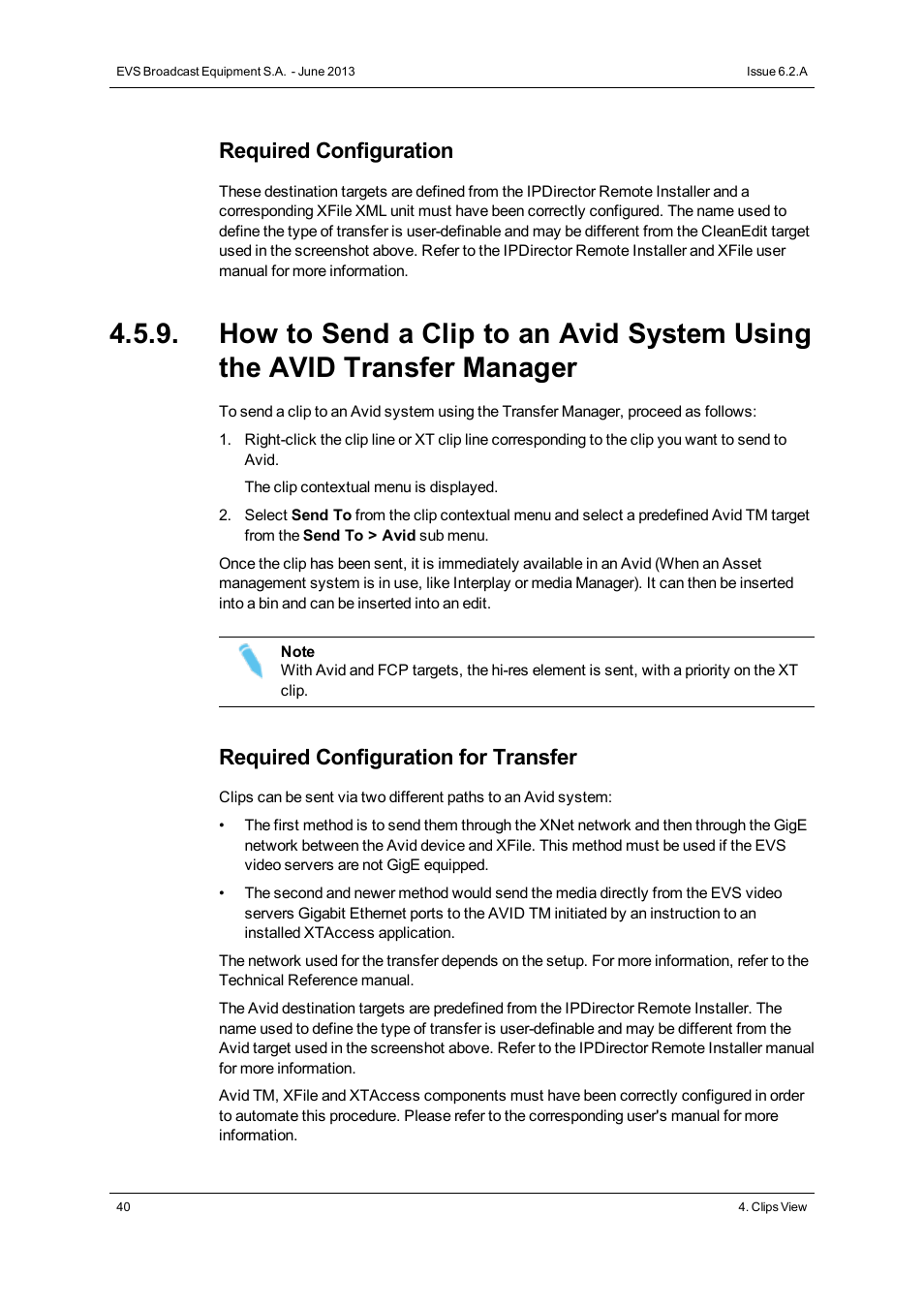 Required configuration, Required configuration for transfer | EVS IPDirector Version 6.2 - June 2013 DATABASE EXPLORER User Manual User Manual | Page 52 / 126