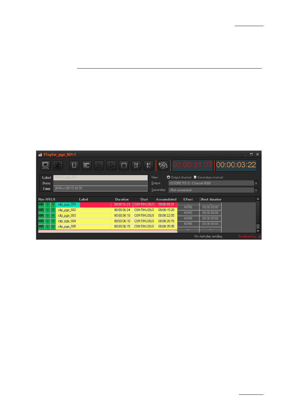 The playlist pane, 1 introduction, 2 overview of the playlist pane | Introduction, Overview of the playlist pane | EVS XEDIO Playout Organizer Version 4.1 - December 2011 User Manual User Manual | Page 17 / 34