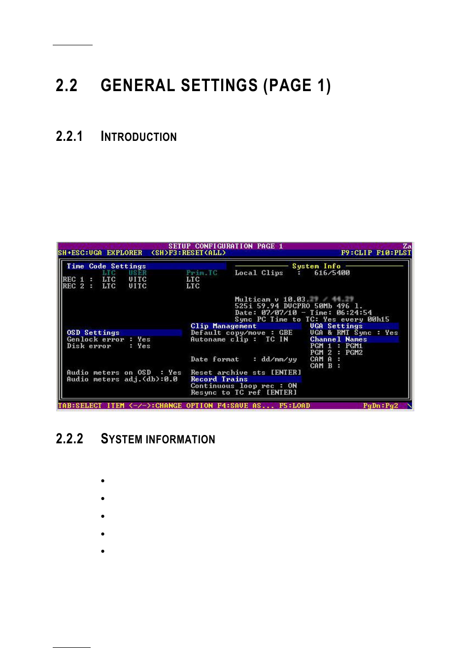 1 introduction, 2 system information, Introduction | System information, 2 general settings (page 1), Ntroduction, Ystem information | EVS XTnano Version 10.04 - January 2011 Configuration Manual User Manual | Page 12 / 62