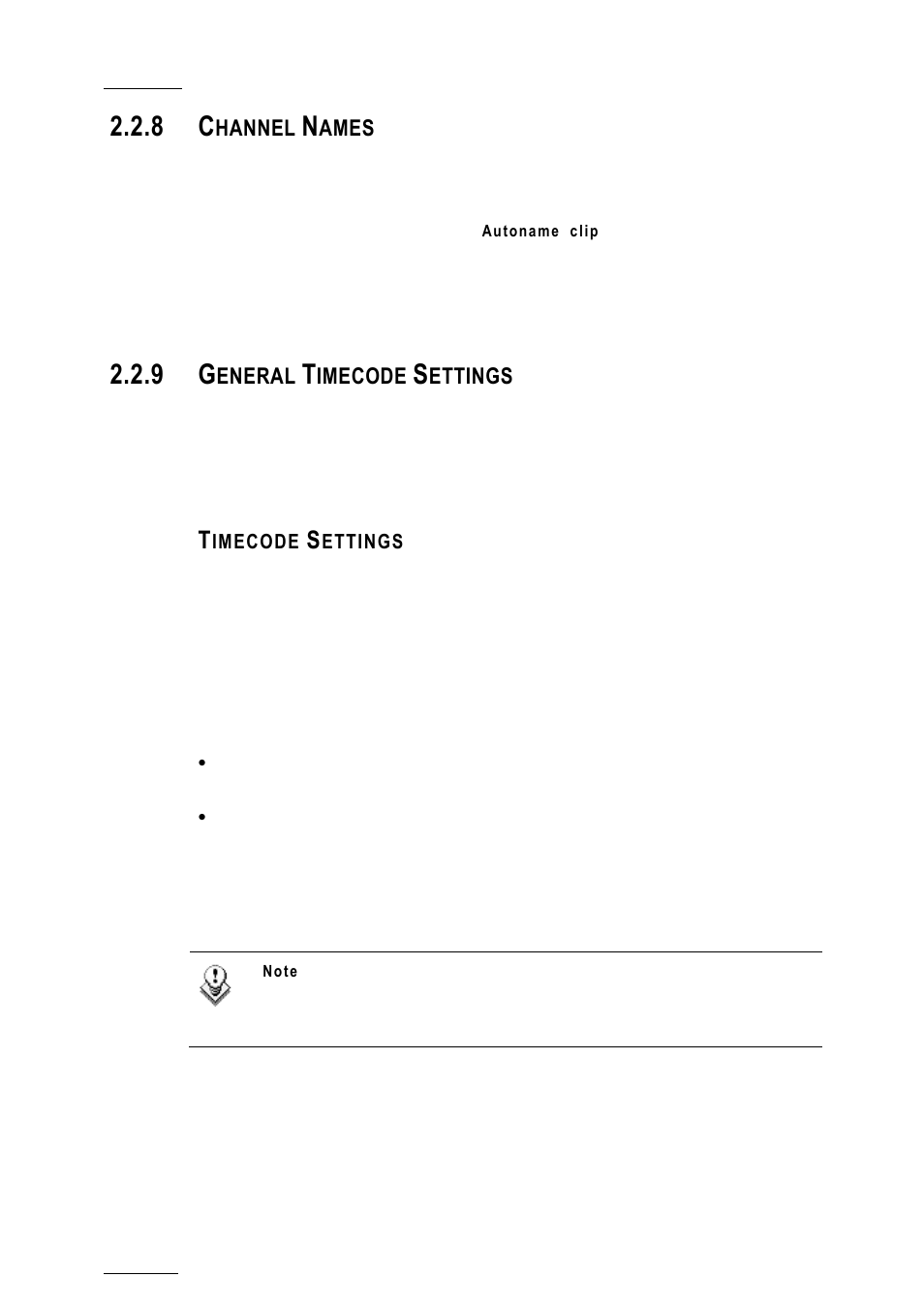 8 channel names, 9 general timecode settings, Timecode settings | Channel names, General timecode settings, Hannel, Ames, Eneral, Imecode, Ettings | EVS XTnano Version 10.04 - January 2011 Configuration Manual User Manual | Page 16 / 62