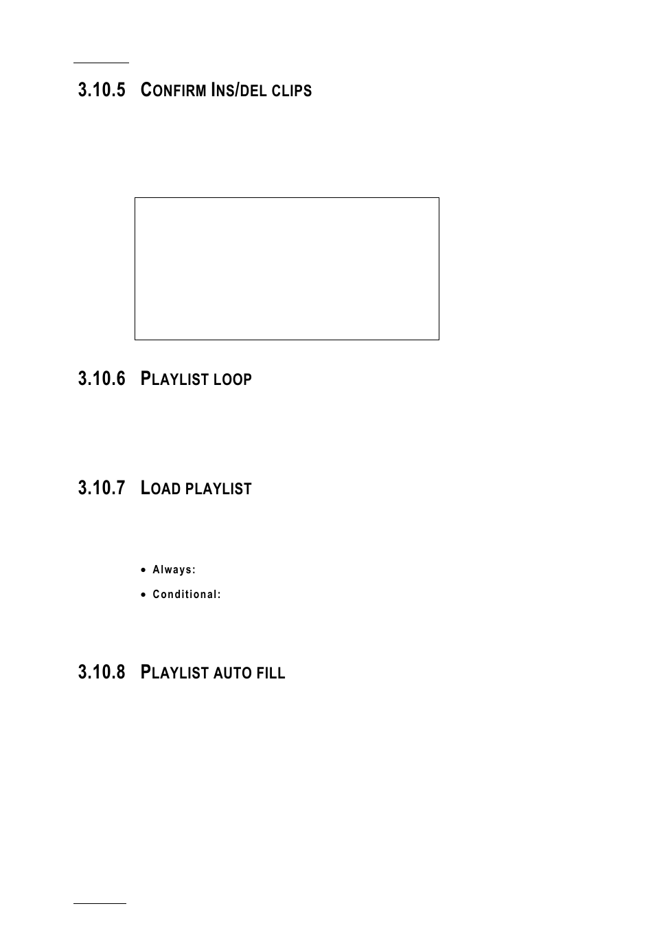 5 confirm ins/del clips, 6 playlist loop, 7 load playlist | 8 playlist auto fill, Confirm ins/del clips, Playlist loop, Load playlist, Playlist auto fill | EVS XTnano Version 10.04 - January 2011 Configuration Manual User Manual | Page 50 / 62