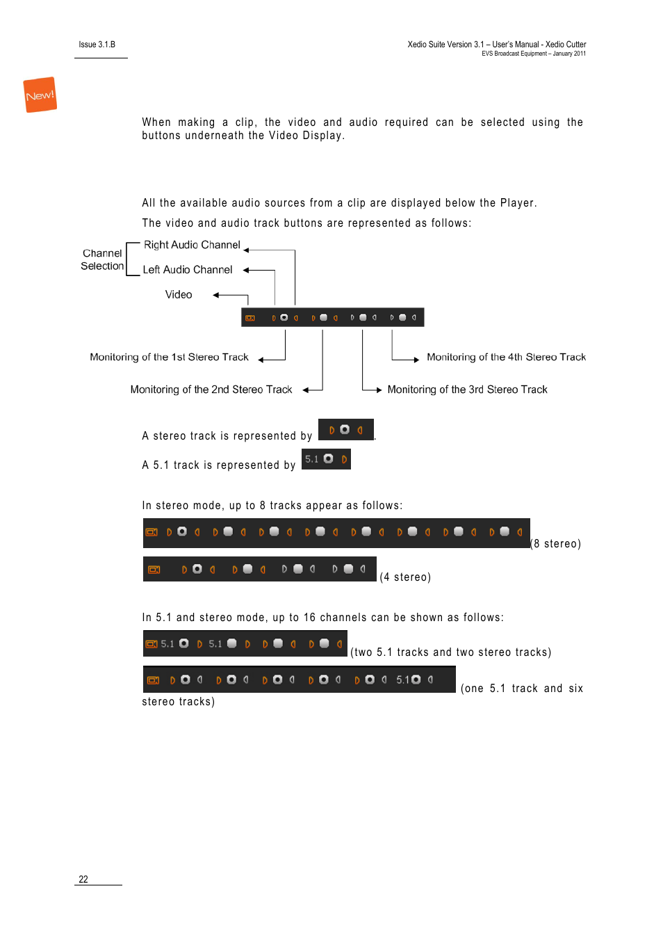 Clip video and audio selection functions, Overview, Ideo and | Udio, Election, Unctions | EVS XEDIO Cutter Version 3.1 - January 2011 User Manual User Manual | Page 27 / 38