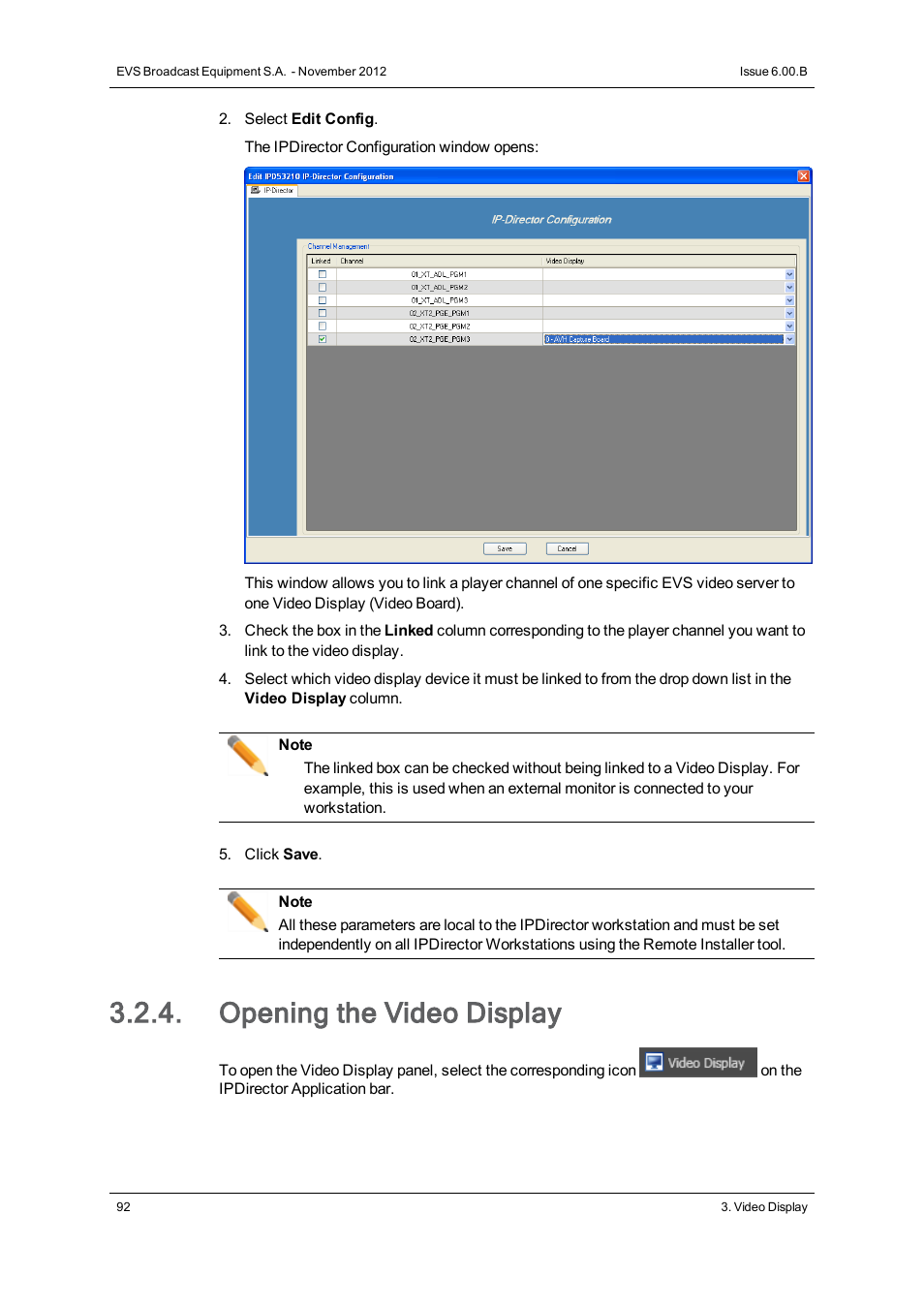 Opening the video display | EVS IPDirector Version 6.0 - November 2012 Part 5 User's Manual User Manual | Page 102 / 110