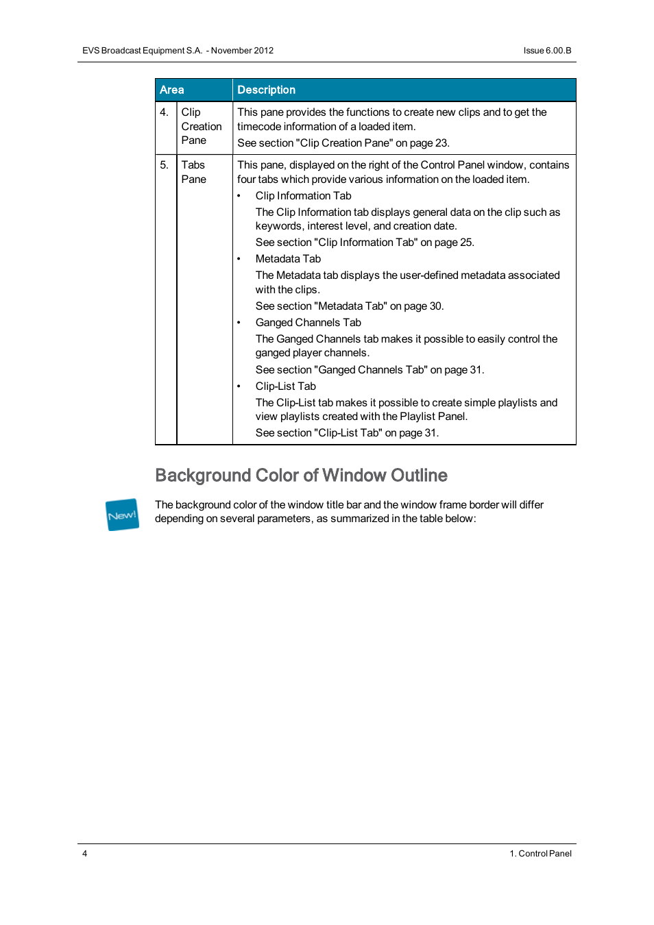 Background color of window outline | EVS IPDirector Version 6.0 - November 2012 Part 5 User's Manual User Manual | Page 14 / 110