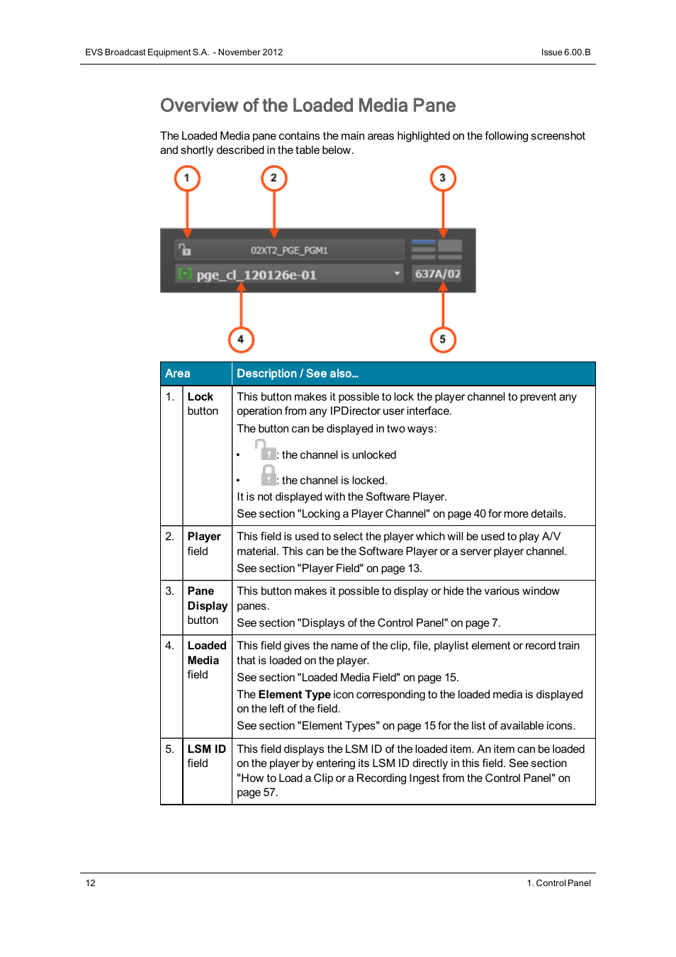 Overview of the loaded media pane | EVS IPDirector Version 6.0 - November 2012 Part 5 User's Manual User Manual | Page 22 / 110