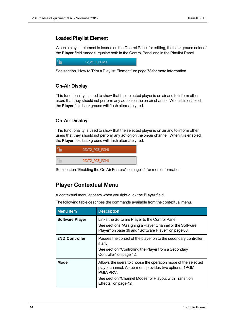 Player contextual menu | EVS IPDirector Version 6.0 - November 2012 Part 5 User's Manual User Manual | Page 24 / 110