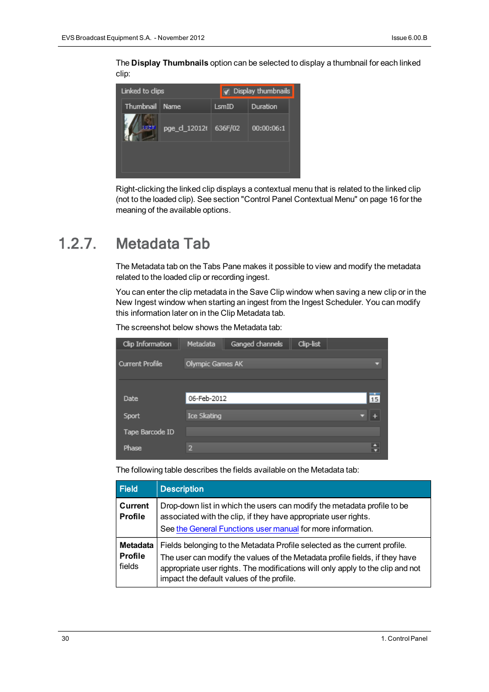 Metadata tab | EVS IPDirector Version 6.0 - November 2012 Part 5 User's Manual User Manual | Page 40 / 110