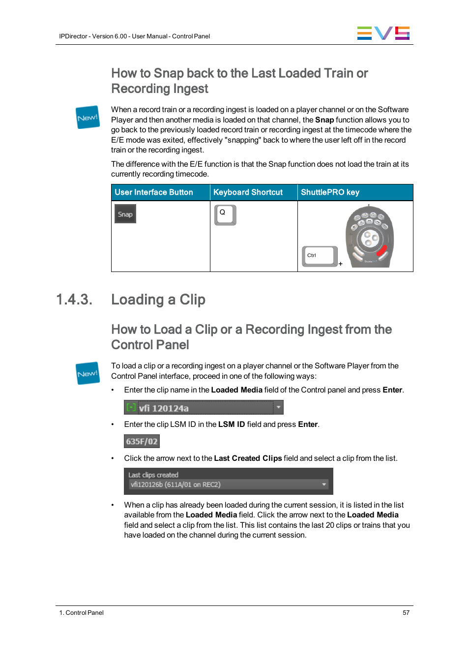 Loading a clip | EVS IPDirector Version 6.0 - November 2012 Part 5 User's Manual User Manual | Page 67 / 110