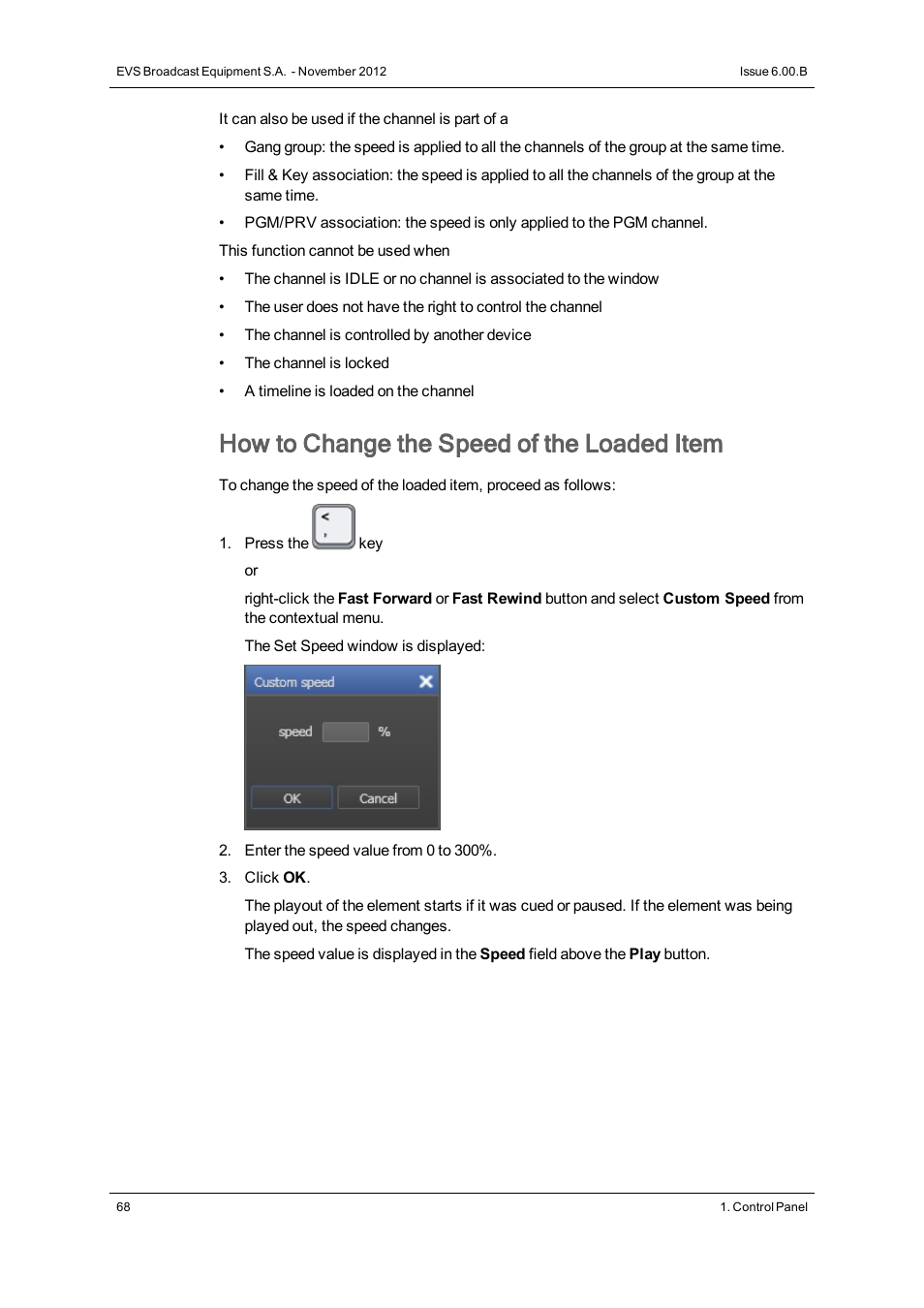How to change the speed of the loaded item | EVS IPDirector Version 6.0 - November 2012 Part 5 User's Manual User Manual | Page 78 / 110