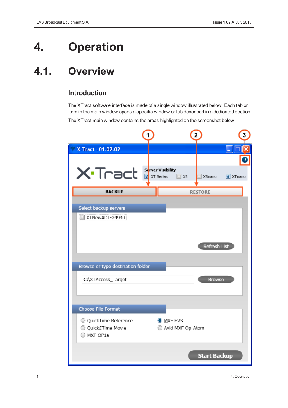 Operation, Overview | EVS XTract Version 1.02 - July 2013 User Manual User Manual | Page 10 / 17