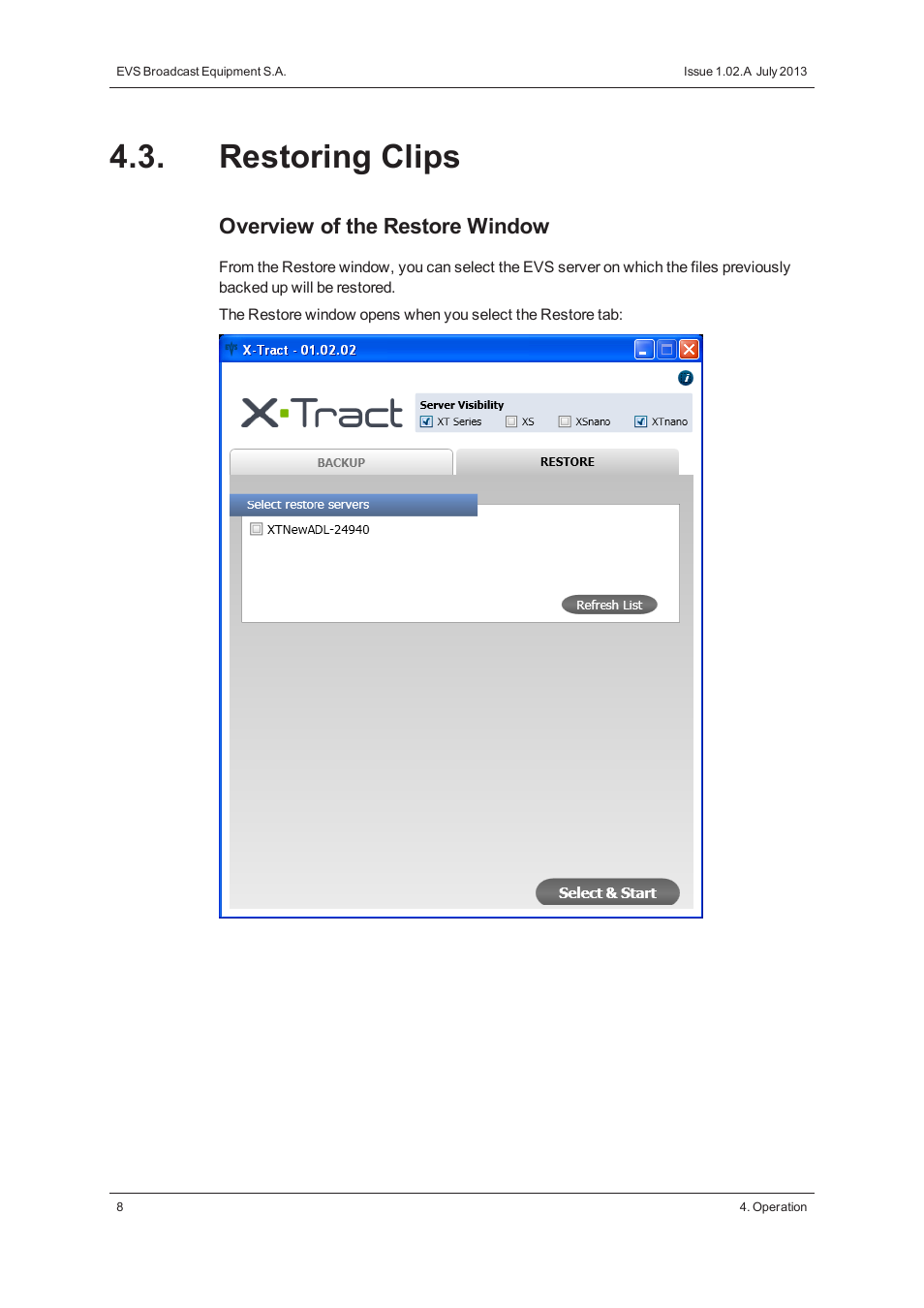 Restoring clips | EVS XTract Version 1.02 - July 2013 User Manual User Manual | Page 14 / 17