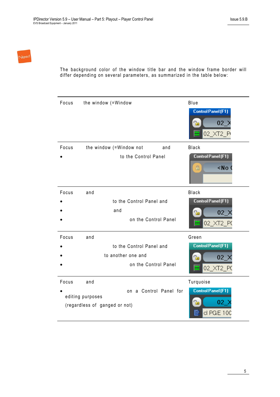 Channel mode display, Background color of window outline | EVS IPDirector Version 5.9 - January 2011 Part 5 User’s Manual User Manual | Page 16 / 106