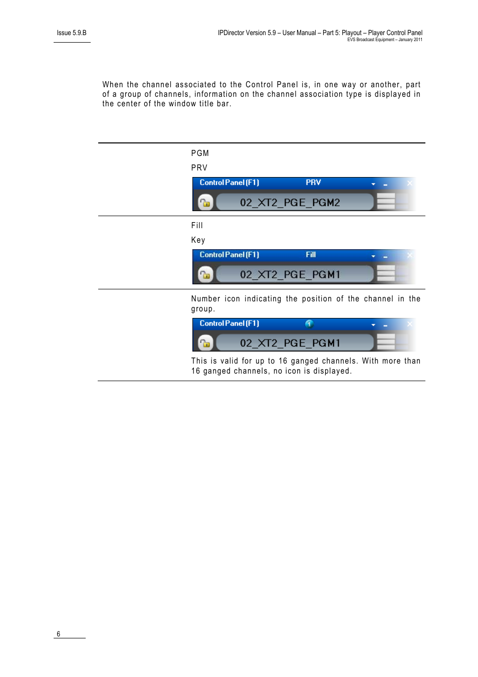 Channel group mode display | EVS IPDirector Version 5.9 - January 2011 Part 5 User’s Manual User Manual | Page 17 / 106