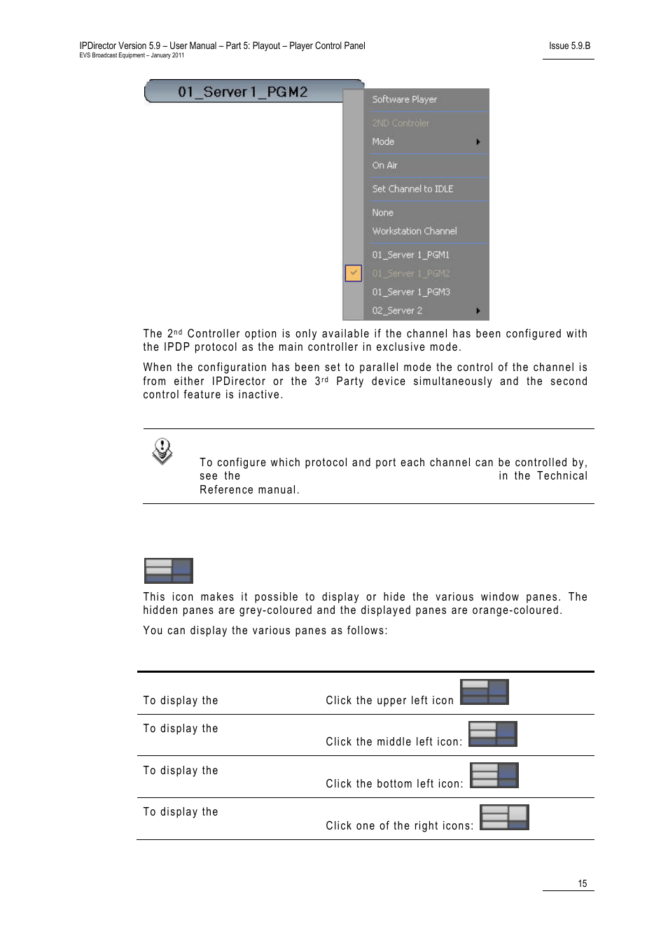 Pane display icon, Isplay | EVS IPDirector Version 5.9 - January 2011 Part 5 User’s Manual User Manual | Page 26 / 106