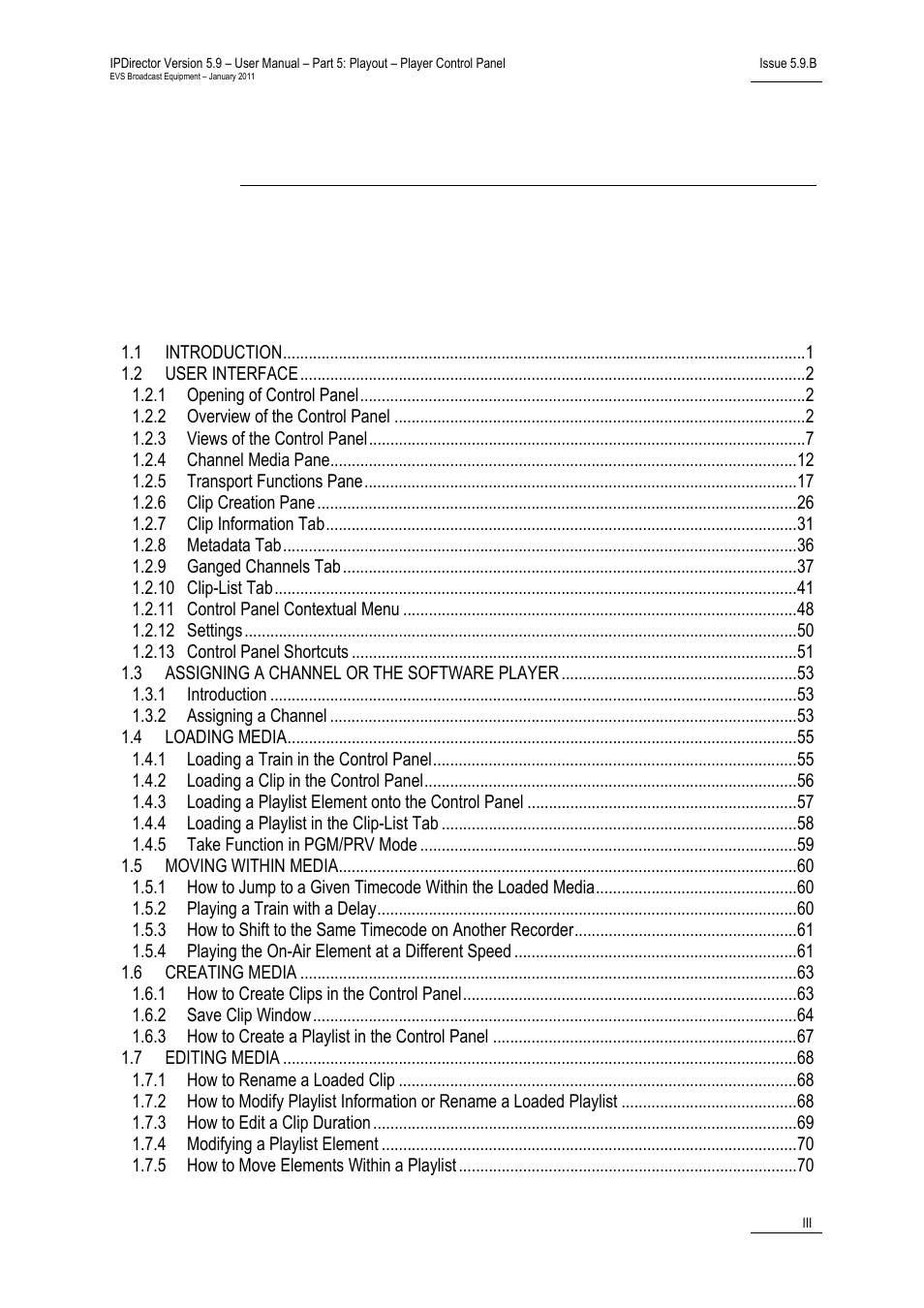 EVS IPDirector Version 5.9 - January 2011 Part 5 User’s Manual User Manual | Page 4 / 106