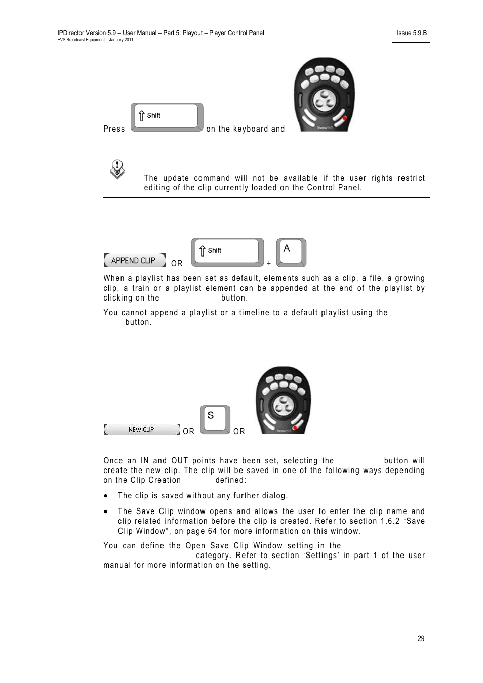 Append clip button, New clip button | EVS IPDirector Version 5.9 - January 2011 Part 5 User’s Manual User Manual | Page 40 / 106