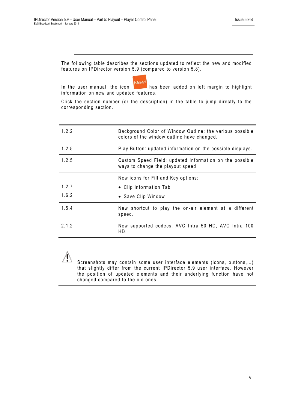 What’s new | EVS IPDirector Version 5.9 - January 2011 Part 5 User’s Manual User Manual | Page 6 / 106