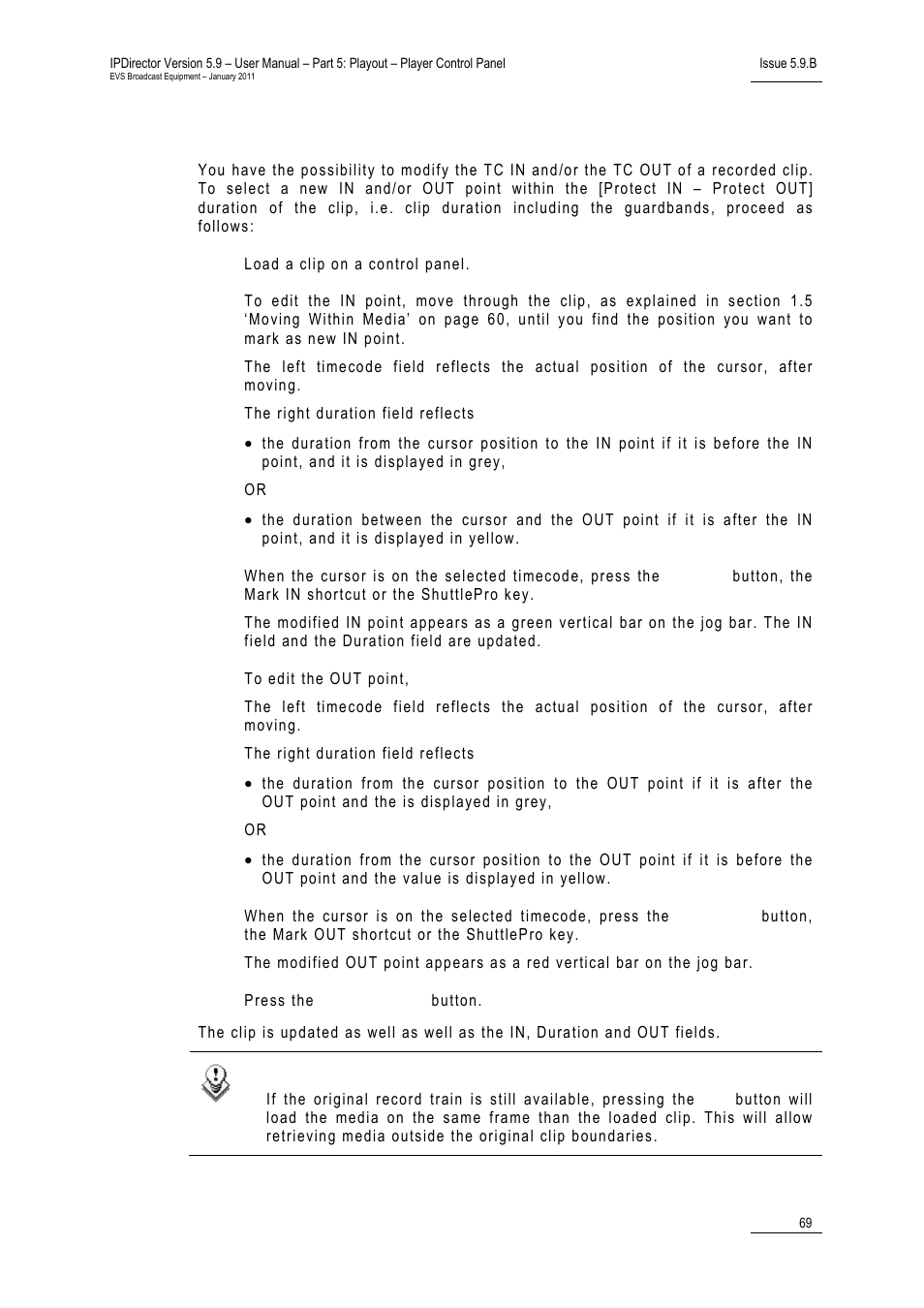 3 how to edit a clip duration, Ow to, Dit a | Uration | EVS IPDirector Version 5.9 - January 2011 Part 5 User’s Manual User Manual | Page 80 / 106