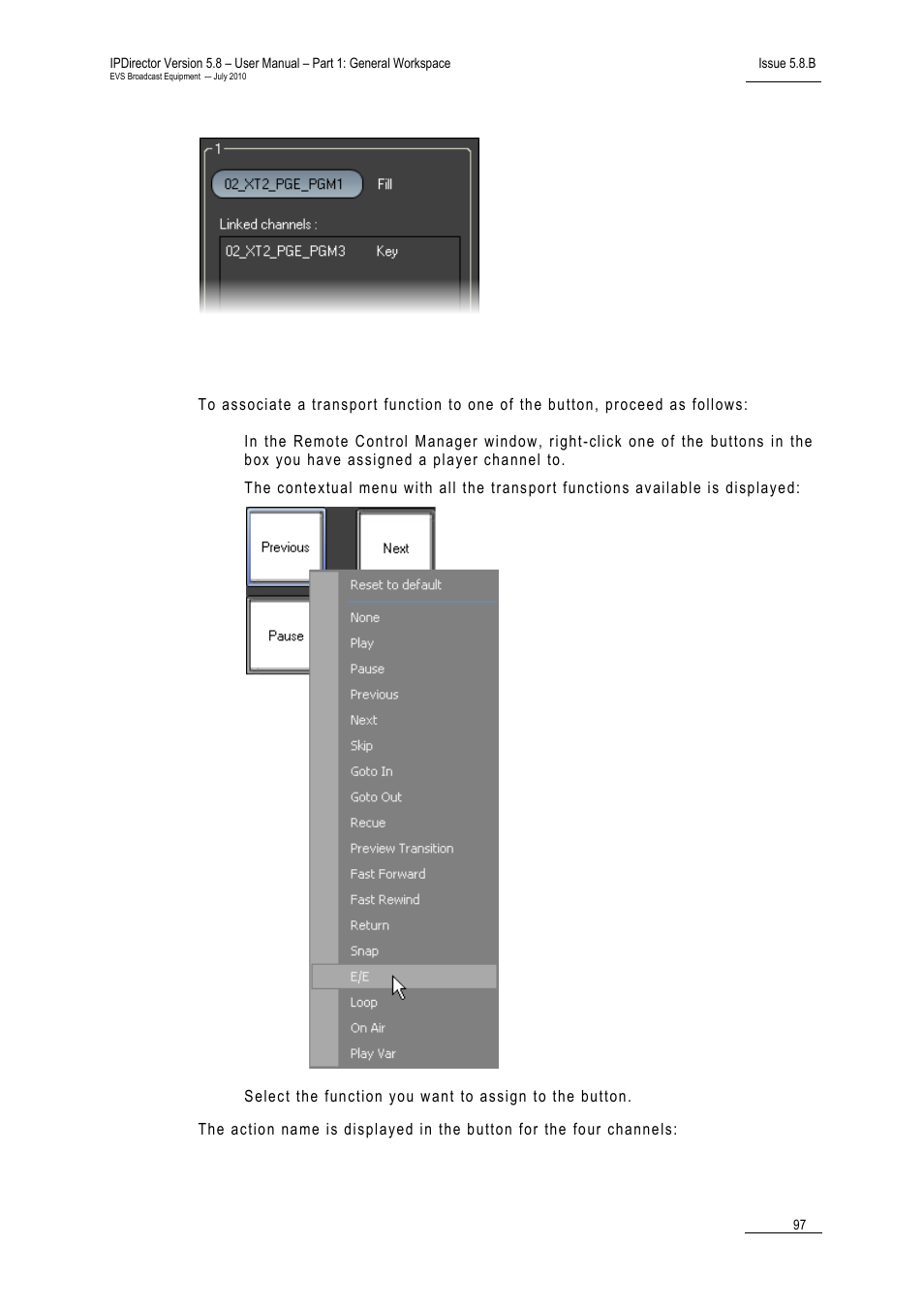 How to customize transport buttons | EVS IPDirector Version 5.8 - July 2010 Part 1 User's Manual User Manual | Page 108 / 133