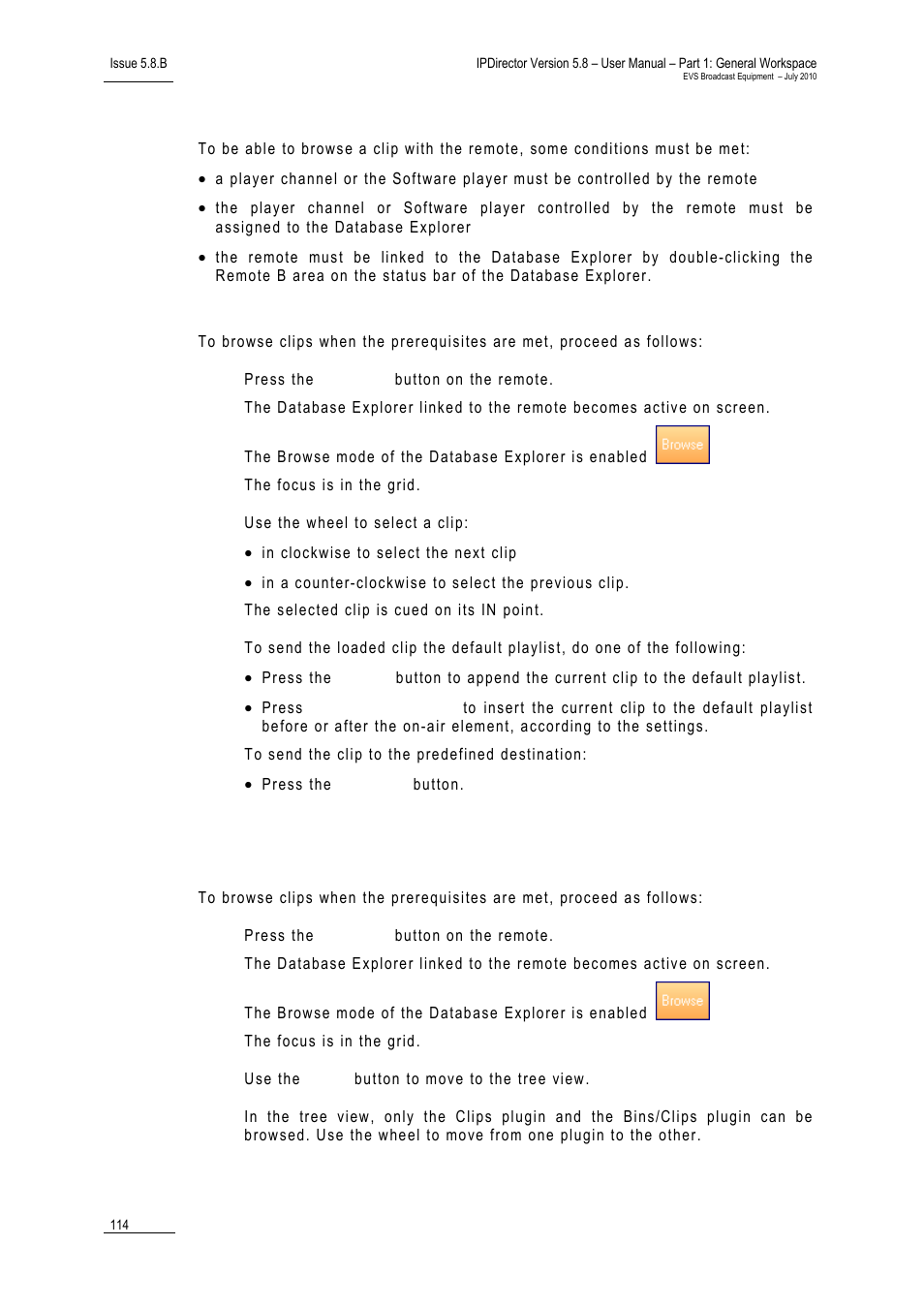 Prerequisites, How to browse a clip in the grid, How to browse a clip in the tree view | EVS IPDirector Version 5.8 - July 2010 Part 1 User's Manual User Manual | Page 125 / 133