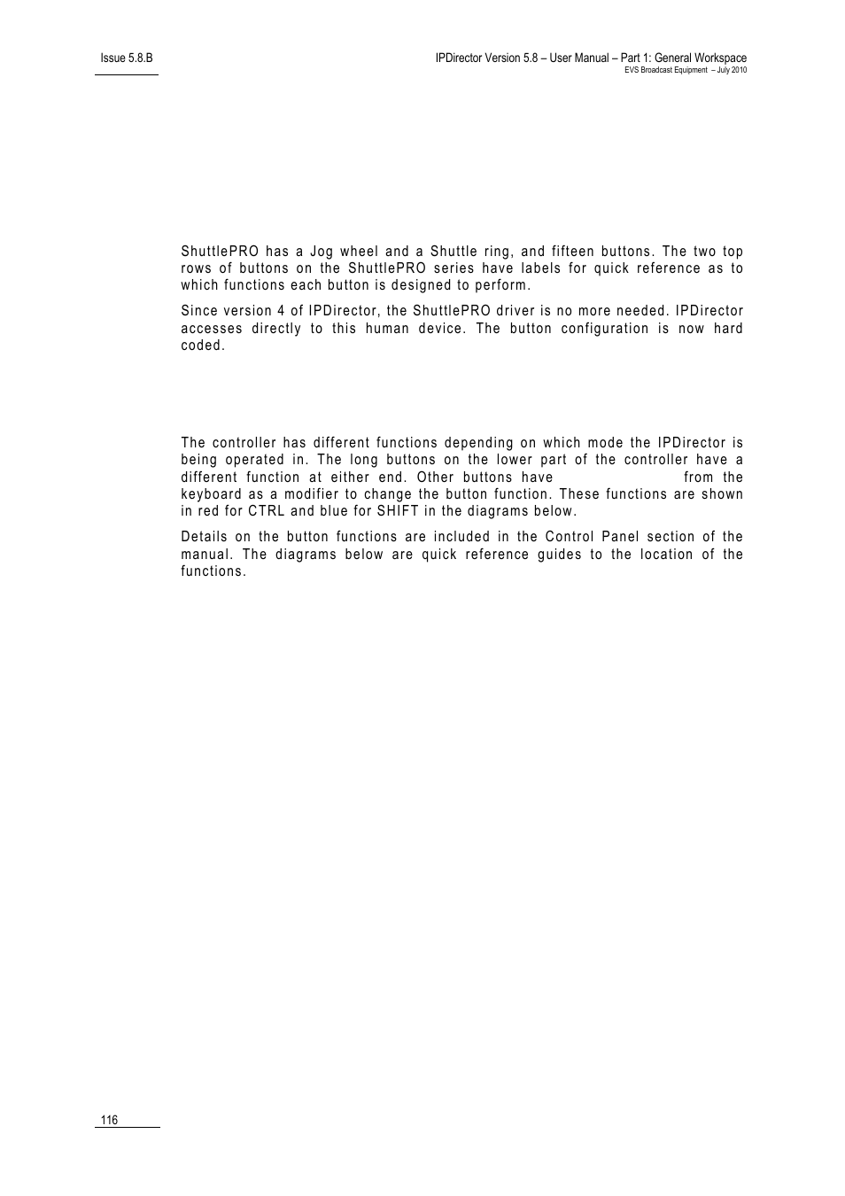 3 shuttlepro configuration, 1 introduction, 2 button configuration | Shuttlepro configuration, Introduction, Button configuration, Ntroduction, Utton, Onfiguration | EVS IPDirector Version 5.8 - July 2010 Part 1 User's Manual User Manual | Page 127 / 133