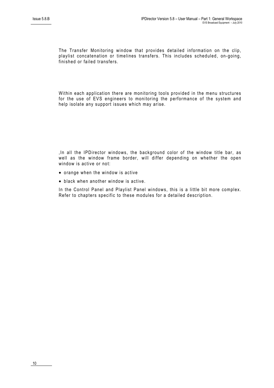 4 transfer monitoring, 5 evs system tools, 3 background color of window outline | Transfer monitoring, Evs system tools, Background color of window outline, 5 evs | EVS IPDirector Version 5.8 - July 2010 Part 1 User's Manual User Manual | Page 21 / 133