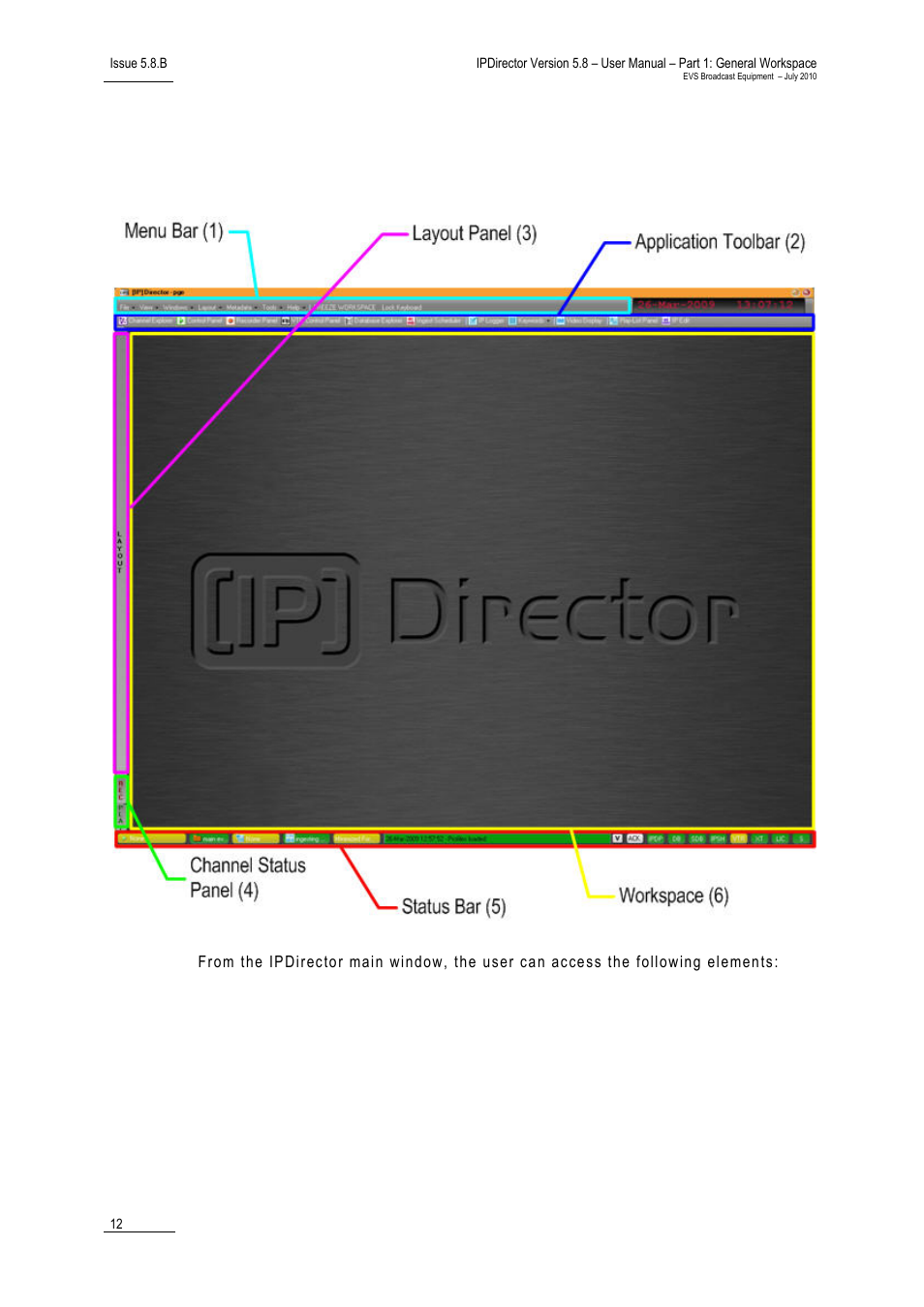 2 overview of the main ipdirector window, Overview of the main ipdirector window | EVS IPDirector Version 5.8 - July 2010 Part 1 User's Manual User Manual | Page 23 / 133