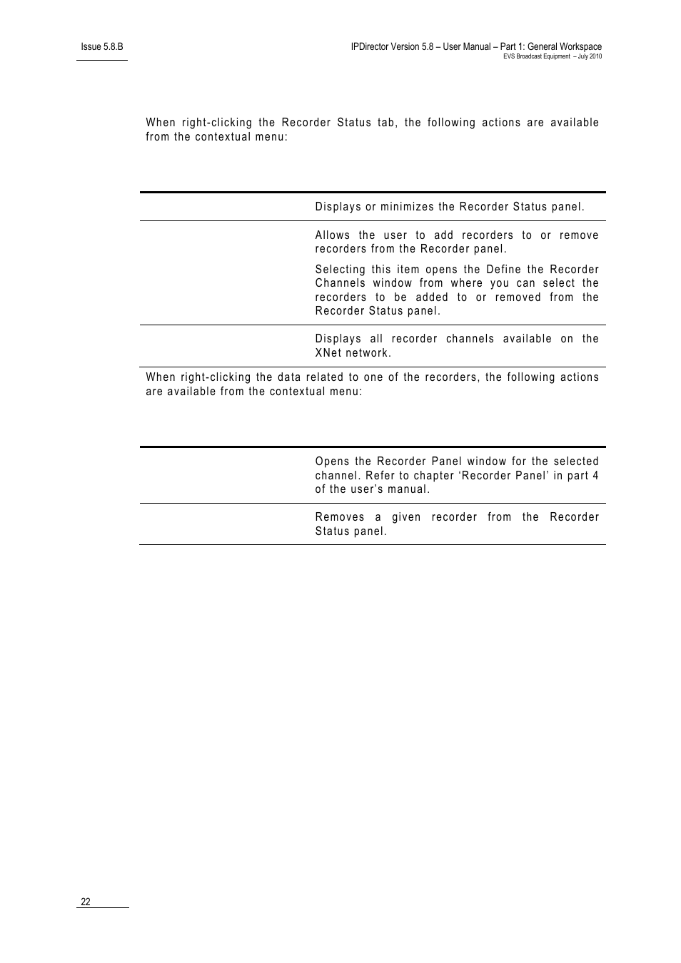 Contextual menus, Ontextual, Enus | EVS IPDirector Version 5.8 - July 2010 Part 1 User's Manual User Manual | Page 33 / 133