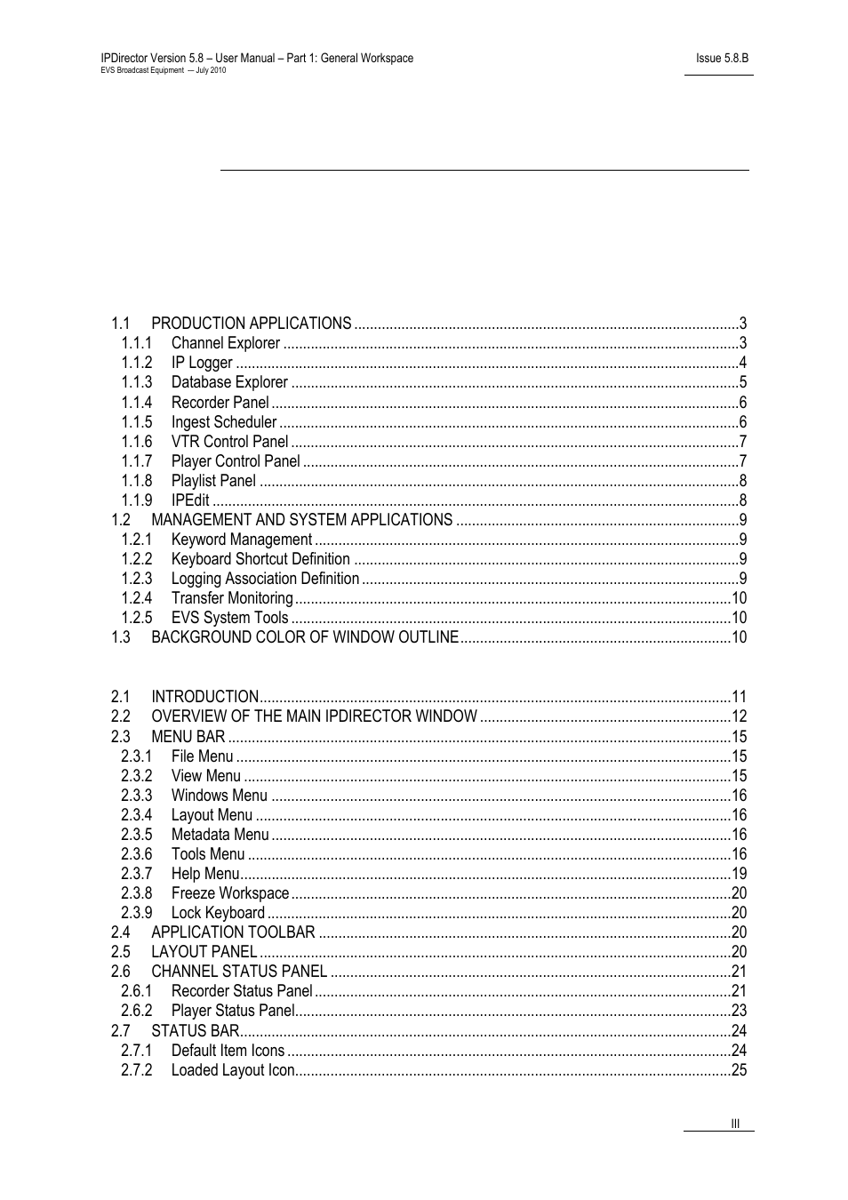 EVS IPDirector Version 5.8 - July 2010 Part 1 User's Manual User Manual | Page 4 / 133
