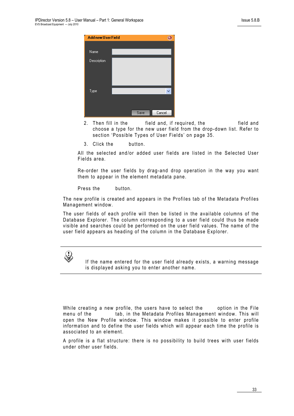 New profile window | EVS IPDirector Version 5.8 - July 2010 Part 1 User's Manual User Manual | Page 44 / 133