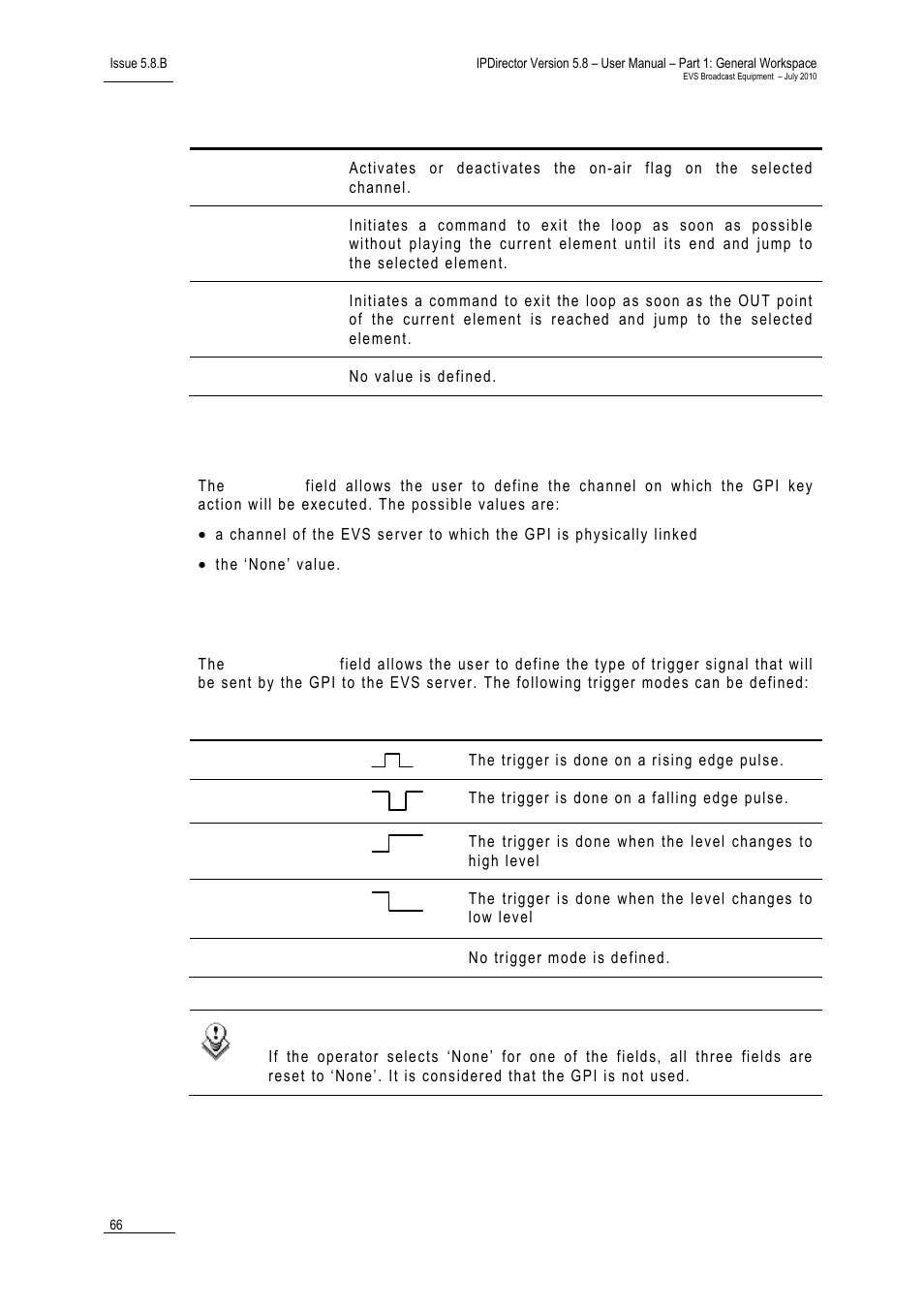 Channel, Trigger mode | EVS IPDirector Version 5.8 - July 2010 Part 1 User's Manual User Manual | Page 77 / 133