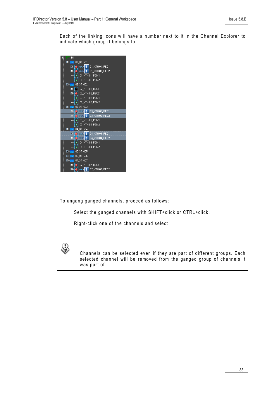 9 how to ungang ganged channels, How to ungang ganged channels, Ow to | Ngang, Anged, Hannels | EVS IPDirector Version 5.8 - July 2010 Part 1 User's Manual User Manual | Page 94 / 133