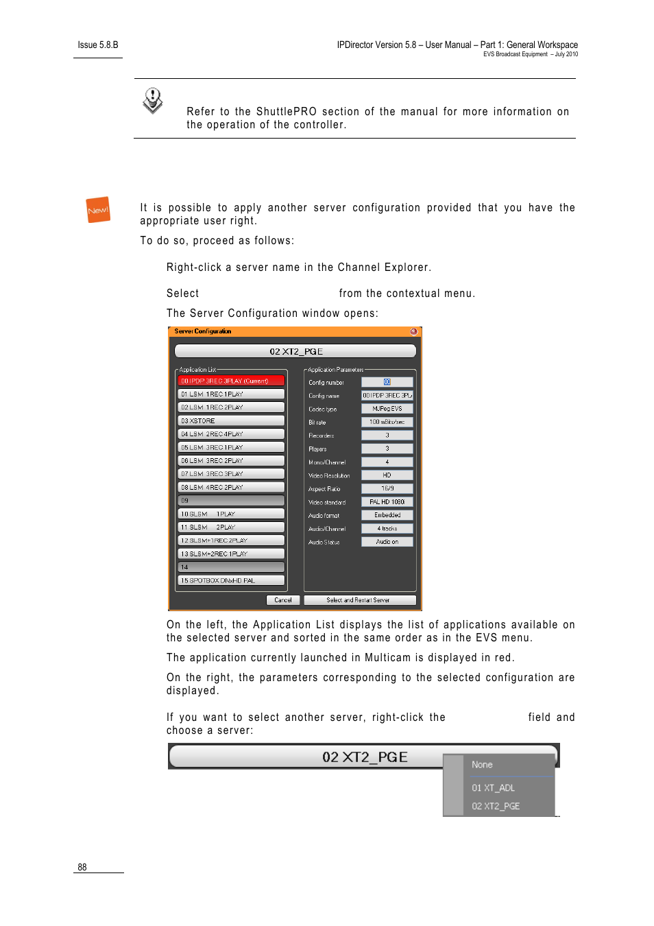 How to apply another server configuration, 14 h, Ow to | Pply another, Erver, Onfiguration | EVS IPDirector Version 5.8 - July 2010 Part 1 User's Manual User Manual | Page 99 / 133