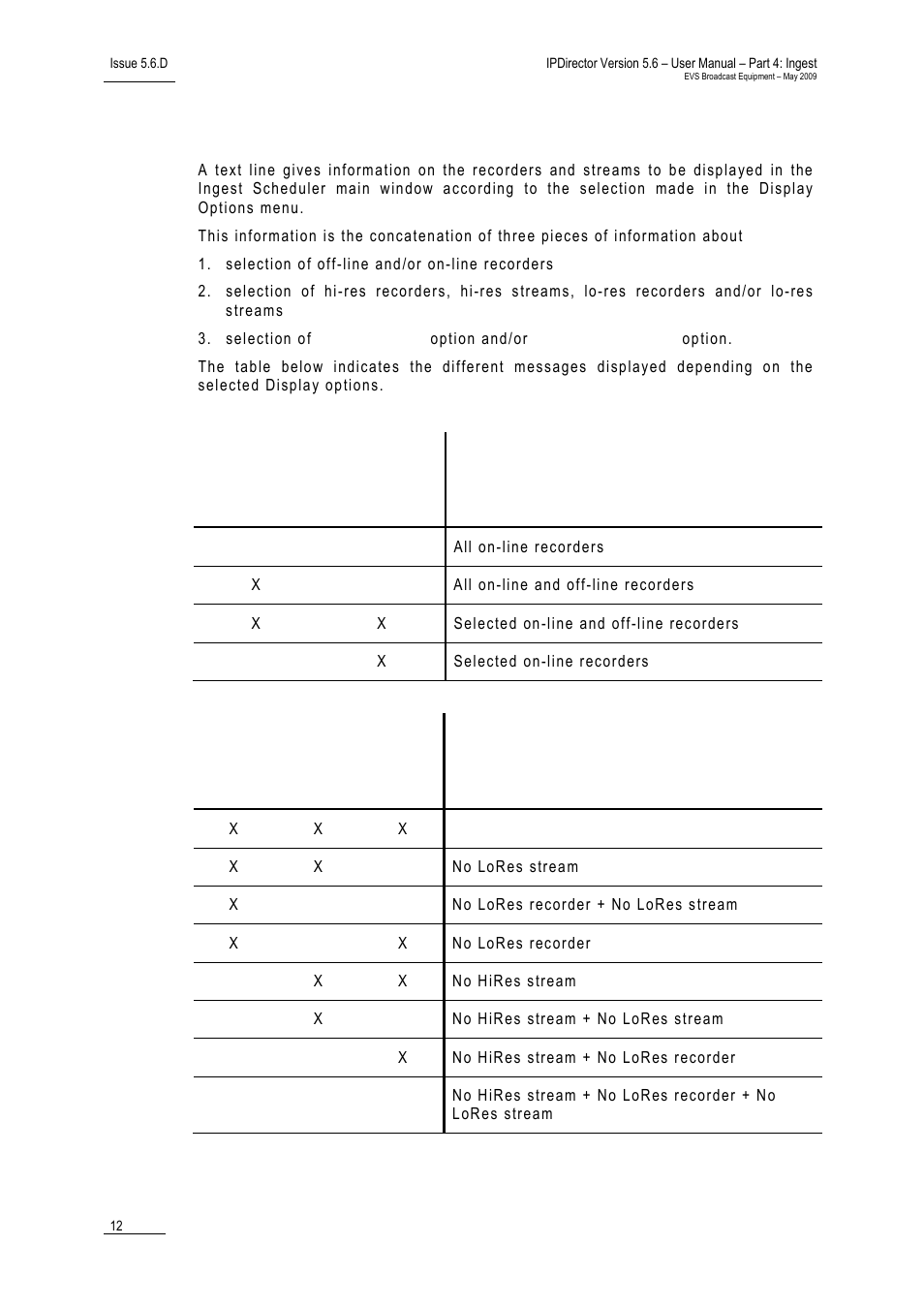 3 current display filter, Urrent, Isplay | Ilter | EVS IPDirector Version 5.6 - May 2009 Part 4 User's Manual User Manual | Page 23 / 81