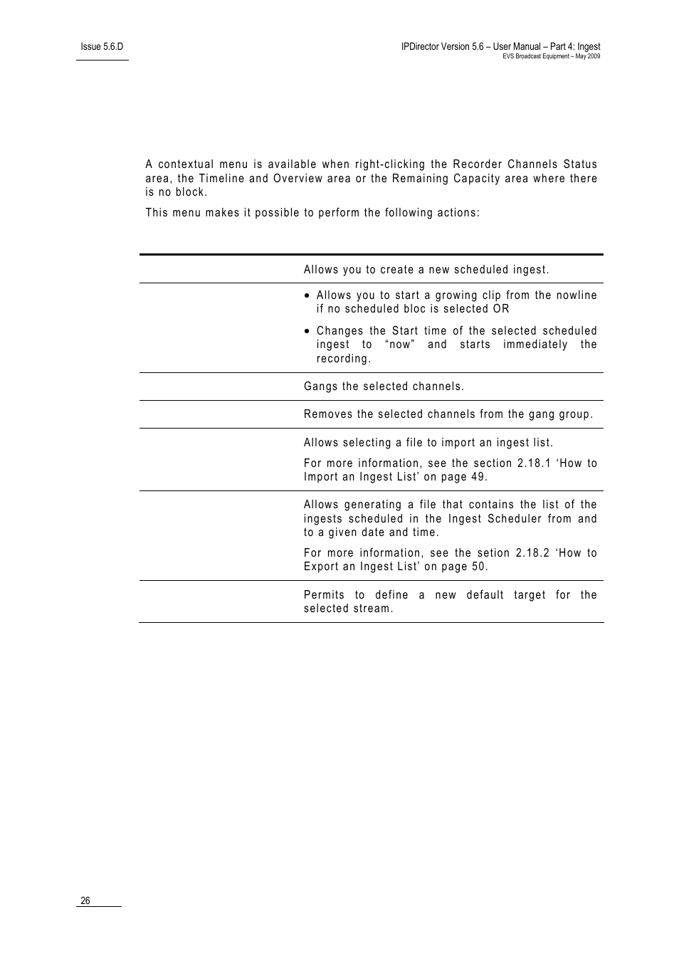 7 contextual menu | EVS IPDirector Version 5.6 - May 2009 Part 4 User's Manual User Manual | Page 37 / 81