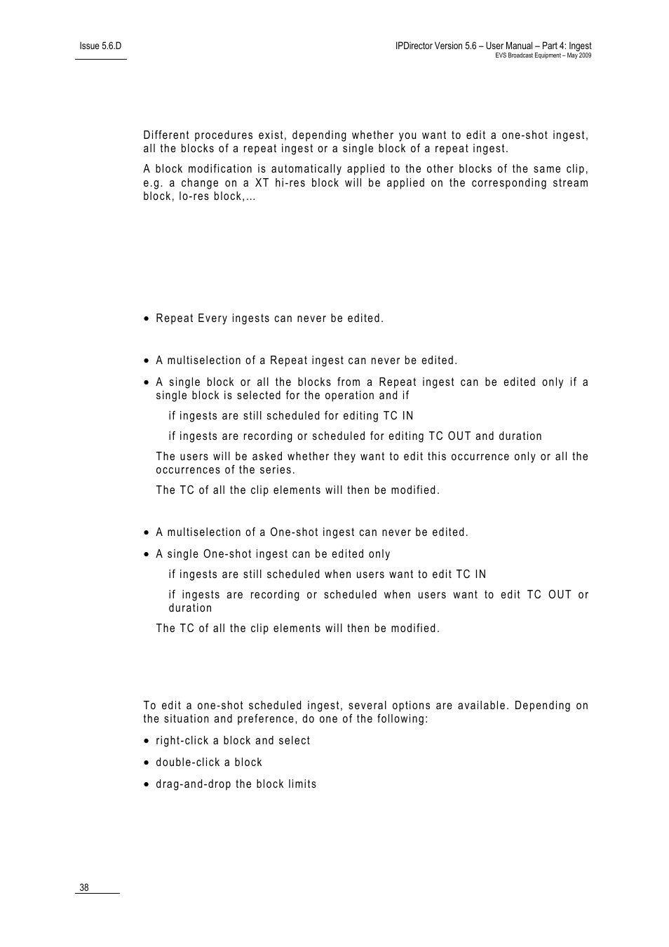 11 editing a scheduled ingest, 2 how to edit a one-shot scheduled ingest | EVS IPDirector Version 5.6 - May 2009 Part 4 User's Manual User Manual | Page 49 / 81