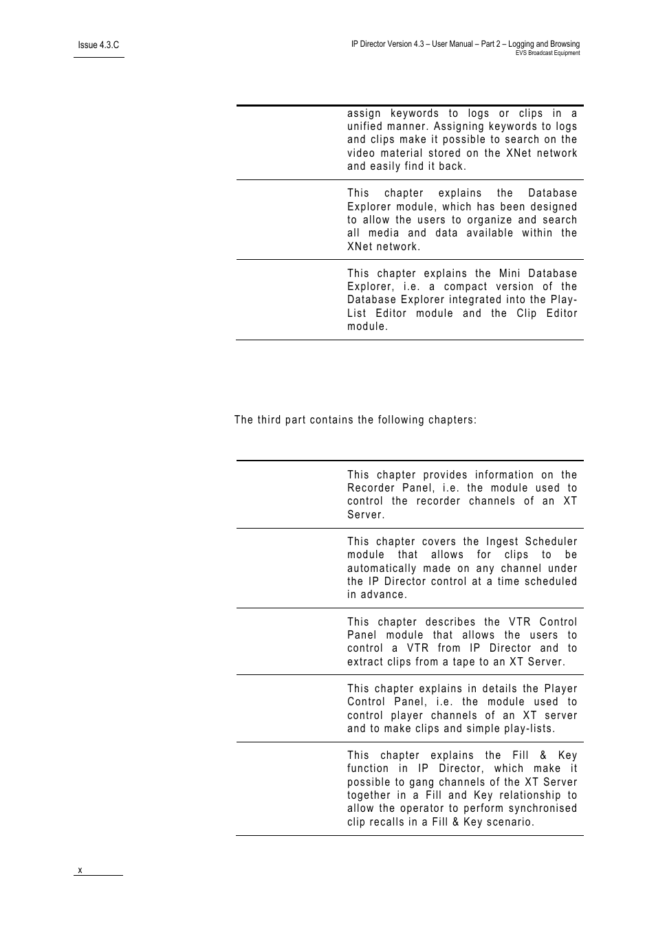 Part 3: ingest and play-out | EVS IPDirector Version 4.3 - October 2007 Part 2 User's Manual User Manual | Page 11 / 143