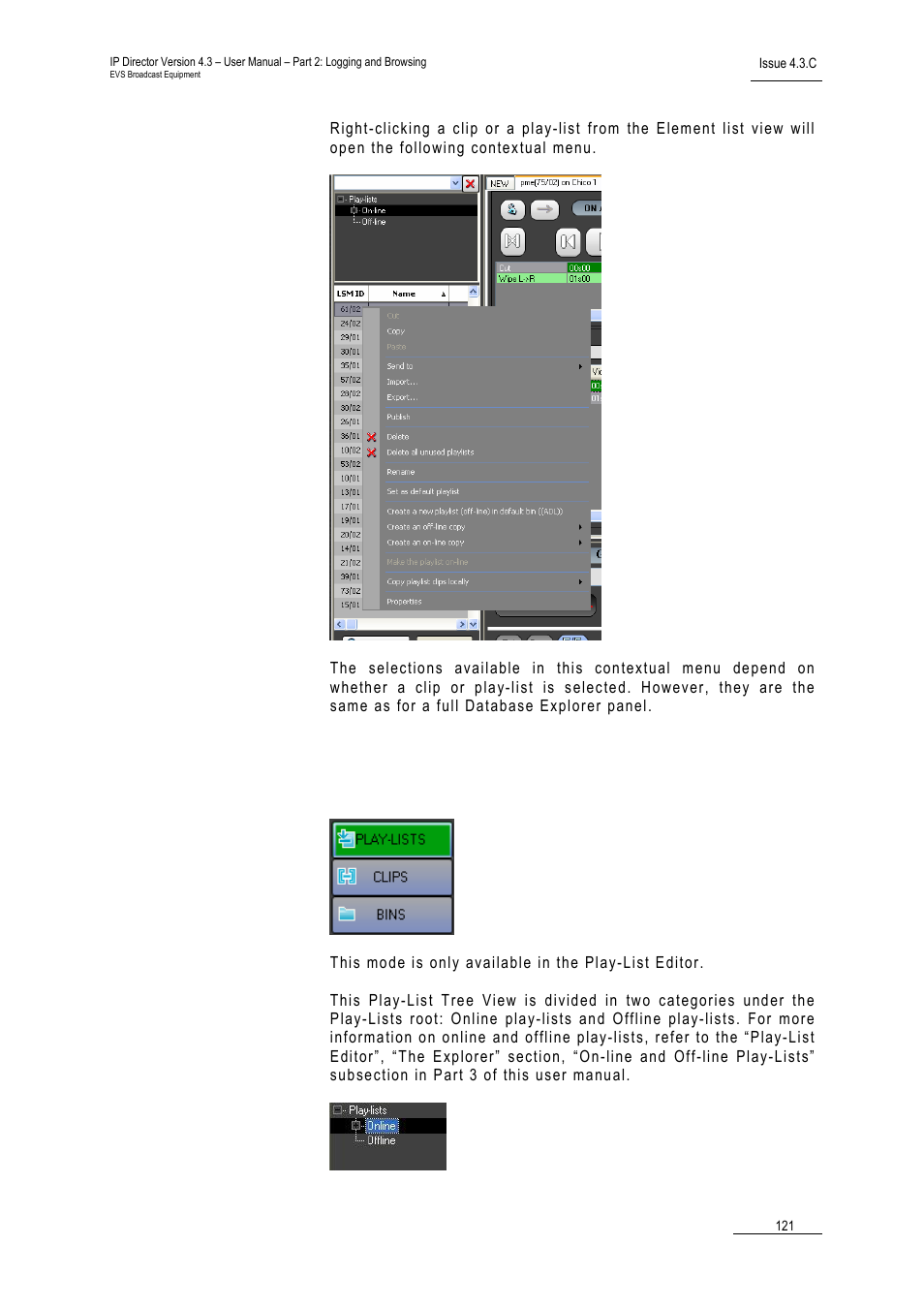 4 play-lists mode, Play-lists mode | EVS IPDirector Version 4.3 - October 2007 Part 2 User's Manual User Manual | Page 134 / 143