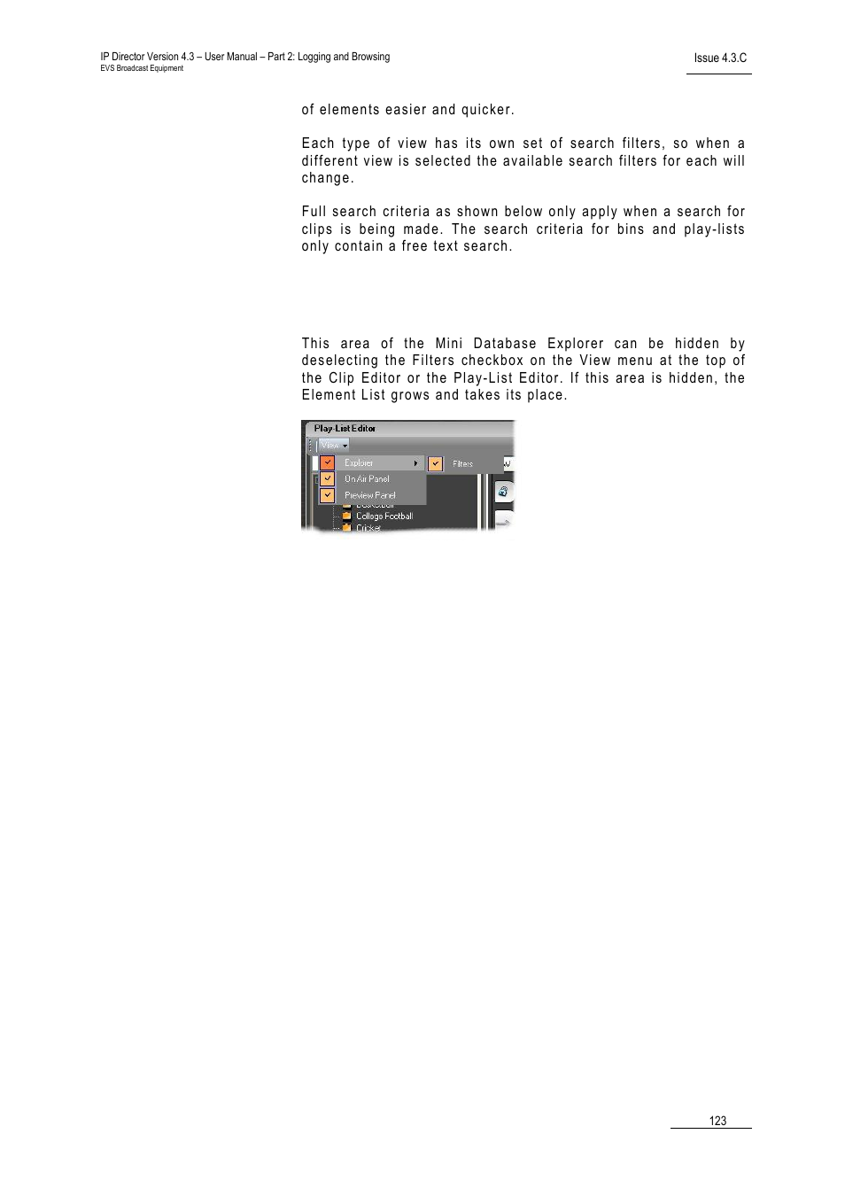 2 show/hide search filters, Show/hide search filters, Earch | Ilters | EVS IPDirector Version 4.3 - October 2007 Part 2 User's Manual User Manual | Page 136 / 143