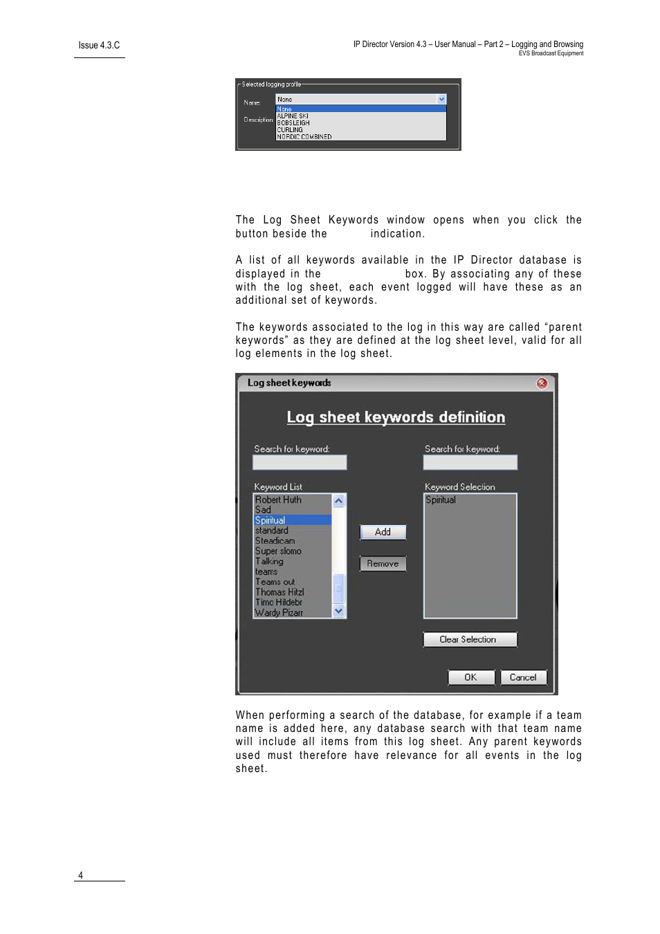 2 step 2: defining the log sheet keywords, Step 2: defining the log sheet keywords, Efining the | Heet, Eywords | EVS IPDirector Version 4.3 - October 2007 Part 2 User's Manual User Manual | Page 17 / 143