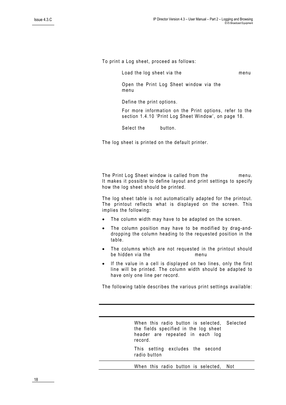 9 how to print a log sheet, 10 print log sheet window, How to print a log sheet | Print log sheet window, 10 p, Ow to, Rint a, Heet, Rint, Indow | EVS IPDirector Version 4.3 - October 2007 Part 2 User's Manual User Manual | Page 31 / 143