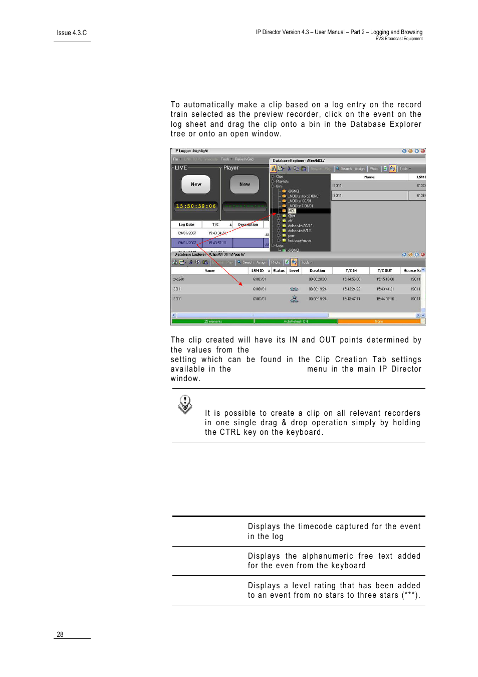 7 ip logger column headings, Ip logger column headings, 11 h | EVS IPDirector Version 4.3 - October 2007 Part 2 User's Manual User Manual | Page 41 / 143