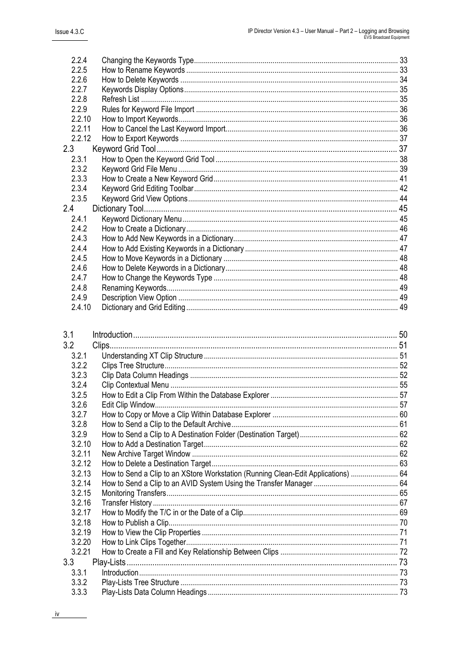 Database explorer | EVS IPDirector Version 4.3 - October 2007 Part 2 User's Manual User Manual | Page 5 / 143