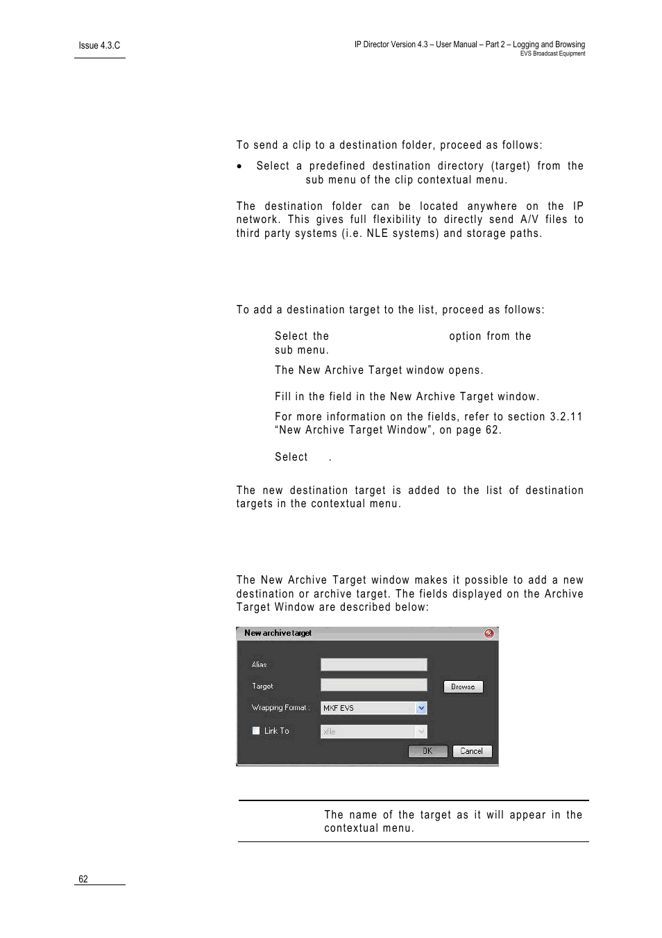 10 how to add a destination target, 11 new archive target window, How to add a destination target | New archive target window, 10 h, 11 n | EVS IPDirector Version 4.3 - October 2007 Part 2 User's Manual User Manual | Page 75 / 143