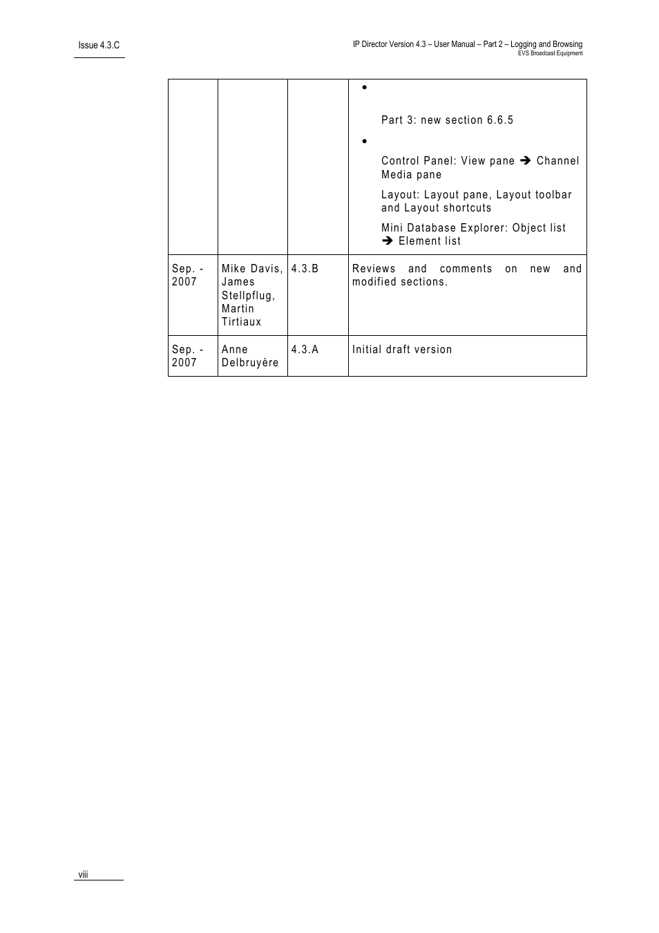 EVS IPDirector Version 4.3 - October 2007 Part 2 User's Manual User Manual | Page 9 / 143