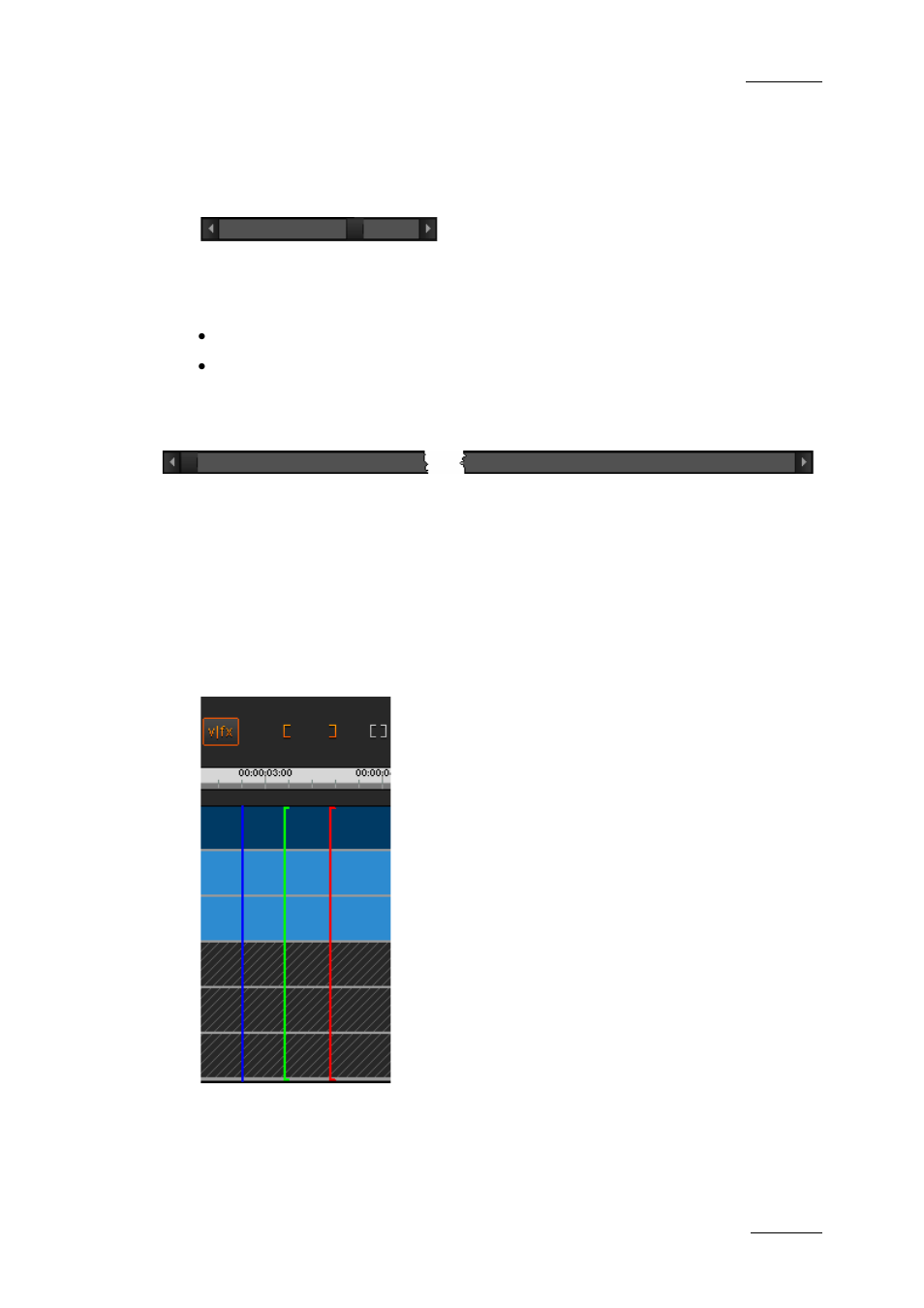 3 scale bar and move bar, Scale bar, Move bar | 4 reference positions on the timeline display, Nowline, Scale bar and move bar, Reference positions on the timeline display, On 6.5.4, On 6.5.3 ‘scale bar and move bar | EVS XEDIO CleanEdit Version 4.2 - June 2012 User Manual User Manual | Page 101 / 252