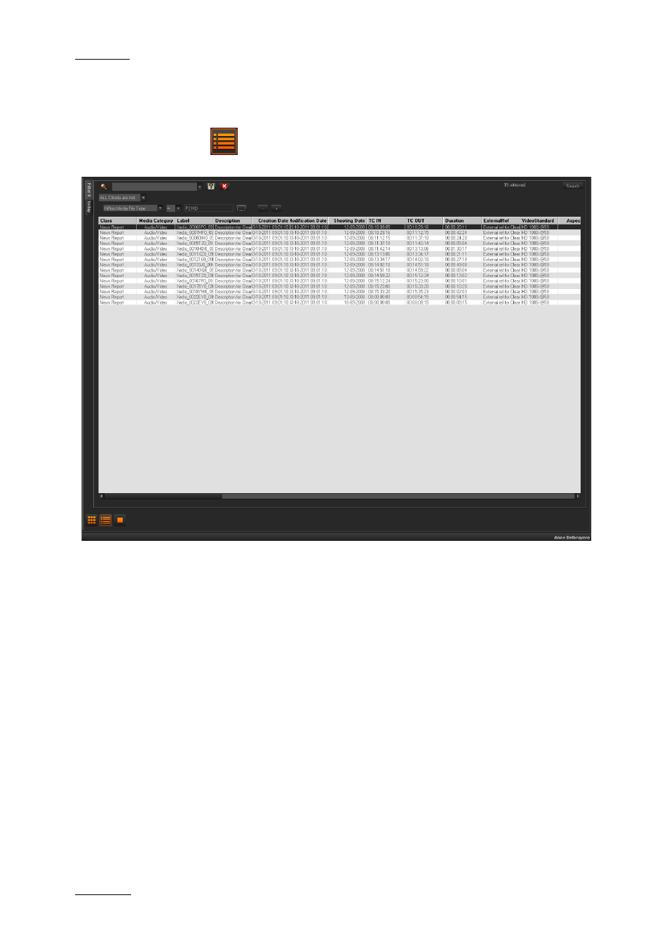 Listing the source clips in the list view, 3 searching for clips within the list view, Searching for clips within the list view | On 9.4.3 ‘searching for, Clips within the list view | EVS XEDIO CleanEdit Version 4.2 - June 2012 User Manual User Manual | Page 186 / 252
