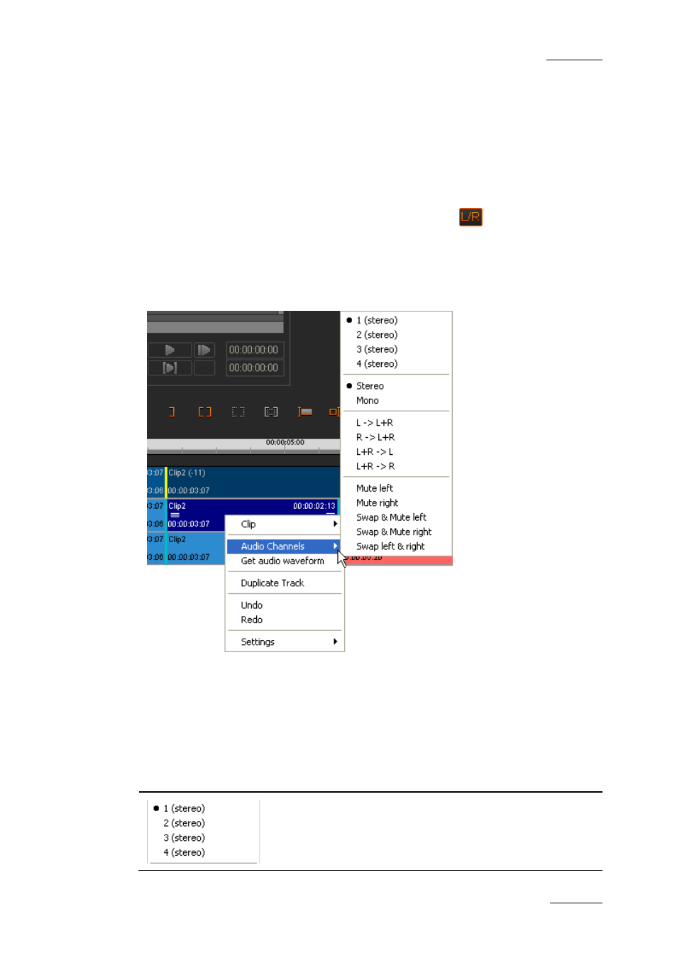 3 audio routing, swaps and mutes, 1 default and specific audio routing, 2 possible audio channel functions | Audio routing, swaps and mutes, Default and specific audio routing, Possible audio channel functions, 3 ‘audio routing, Swaps and mutes, Ge 183 | EVS XEDIO CleanEdit Version 4.2 - June 2012 User Manual User Manual | Page 197 / 252